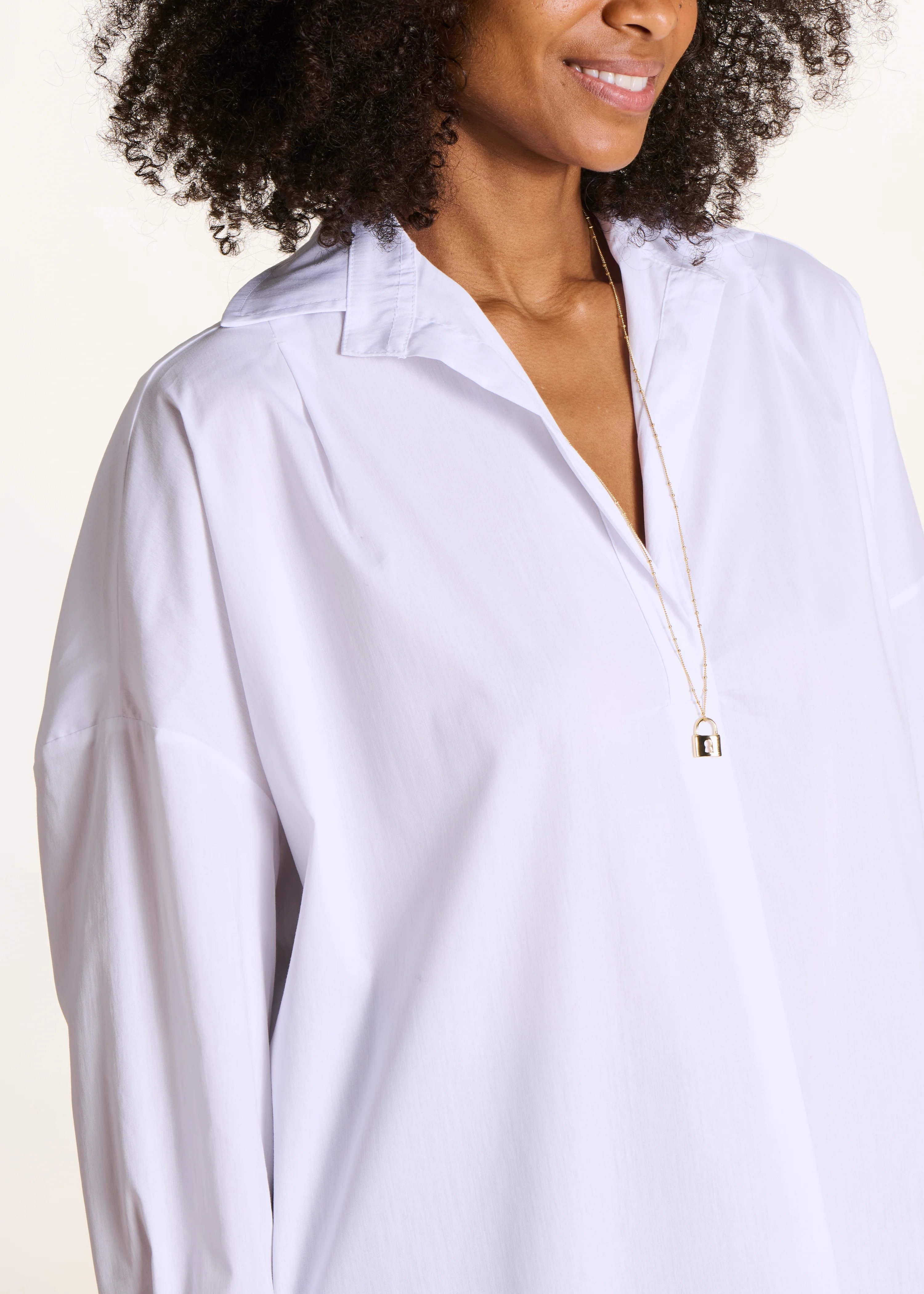 Blouse blanche ample en popeline de coton - Image 5