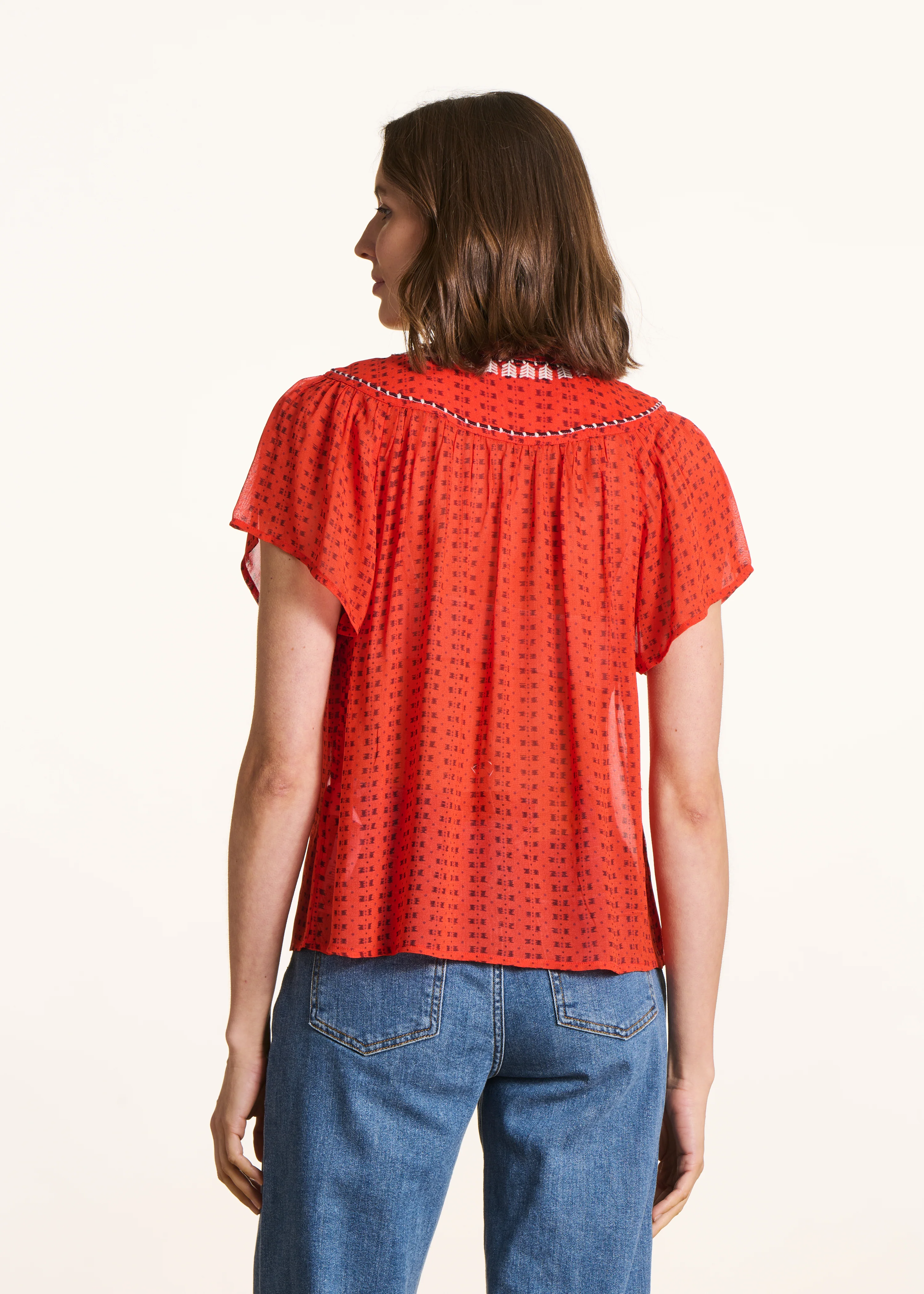 Blouse orange ample à imprimé - Image 3