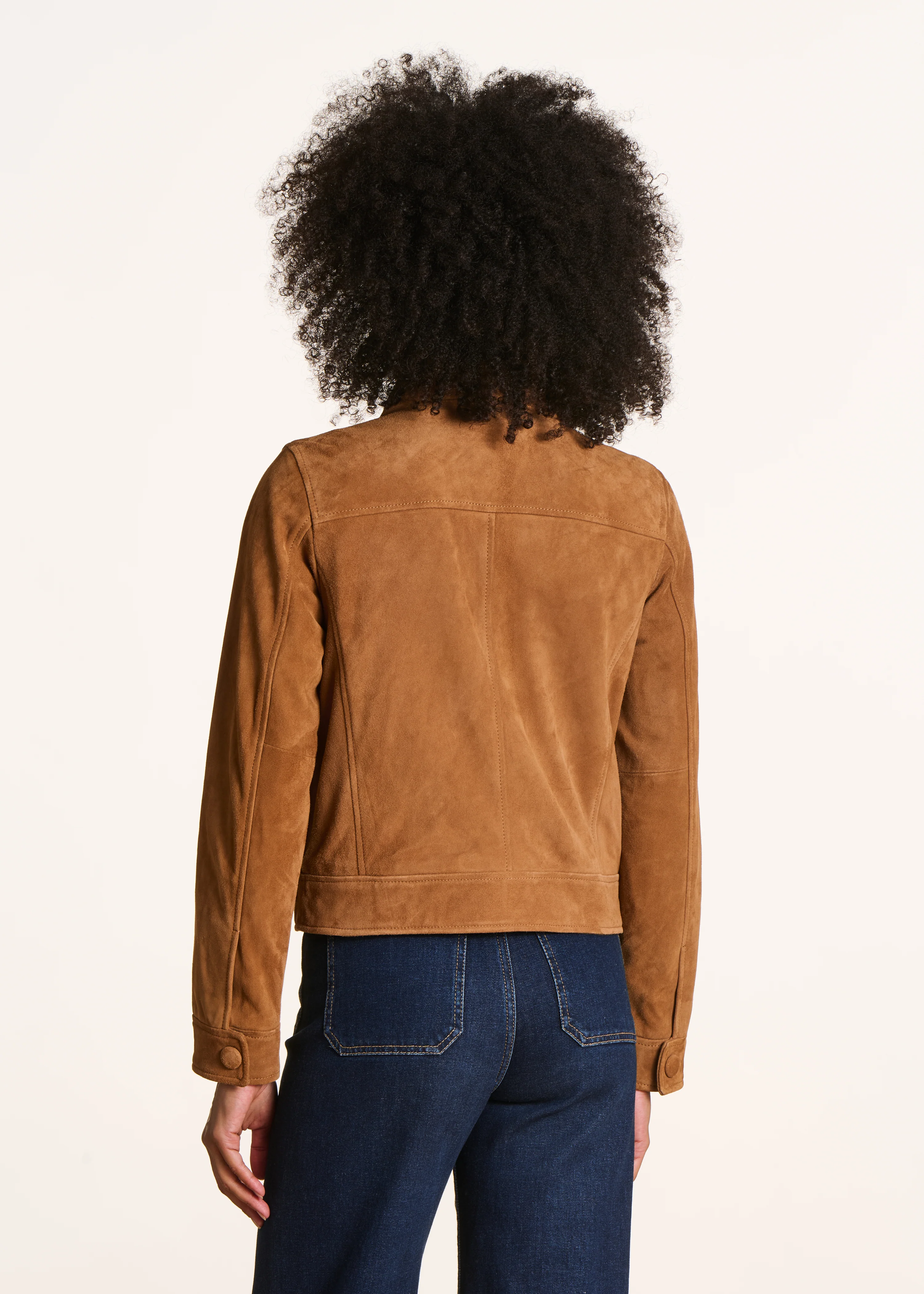 Blouson camel court en daim - Image 3