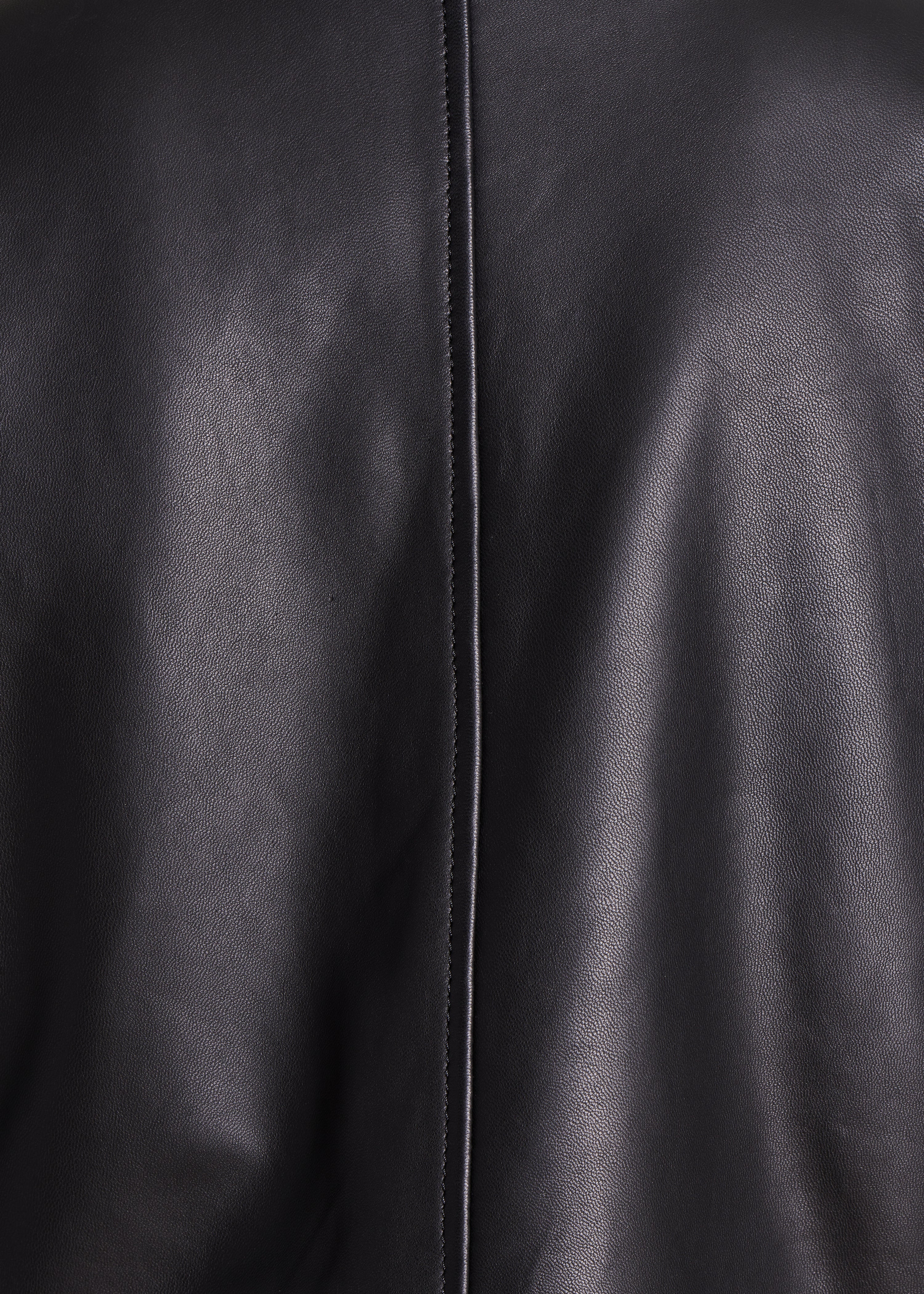 Blouson noir court en cuir esprit motard - Image 4