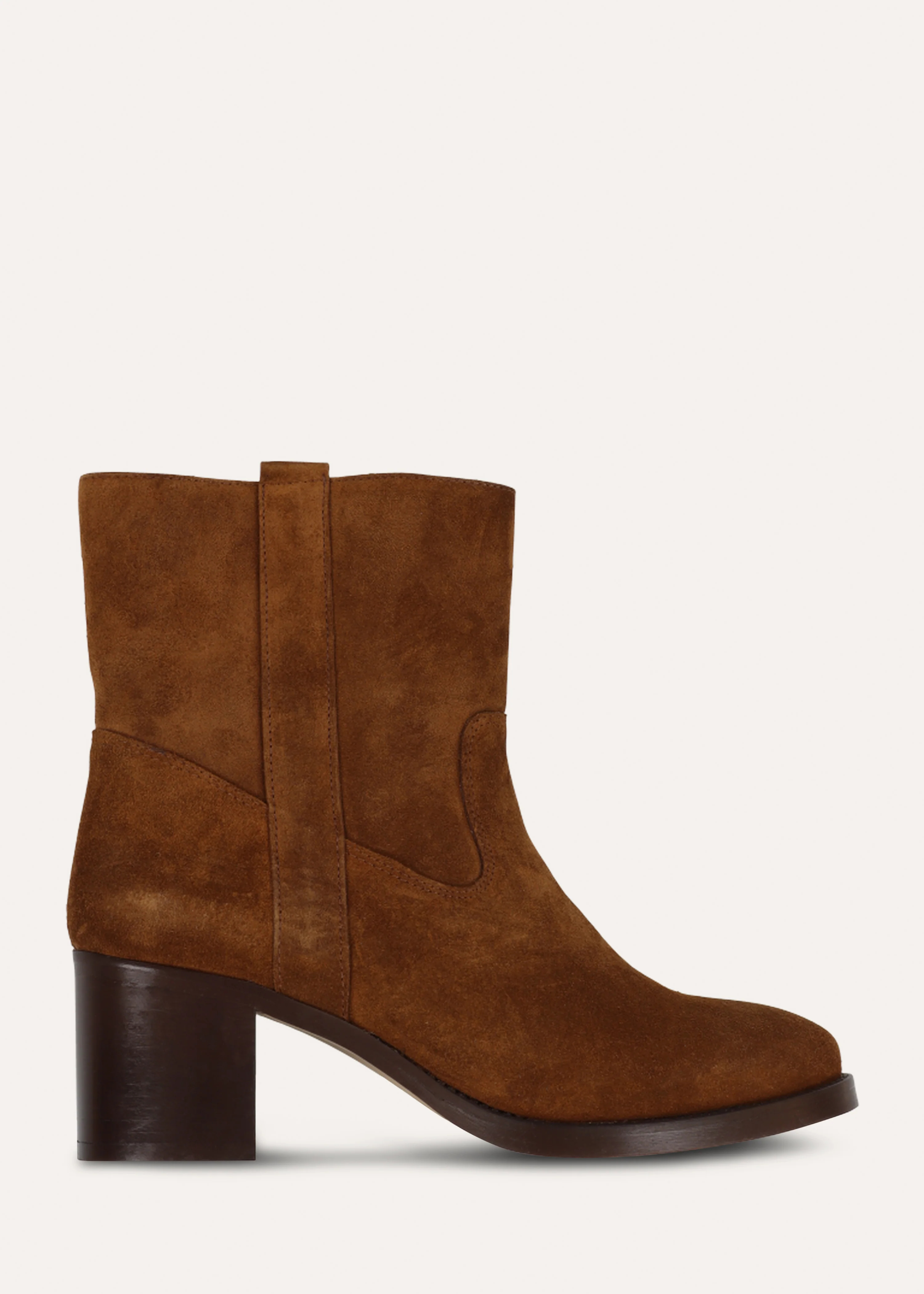 Bottines à talons en croûte de cuir marron - Image 5