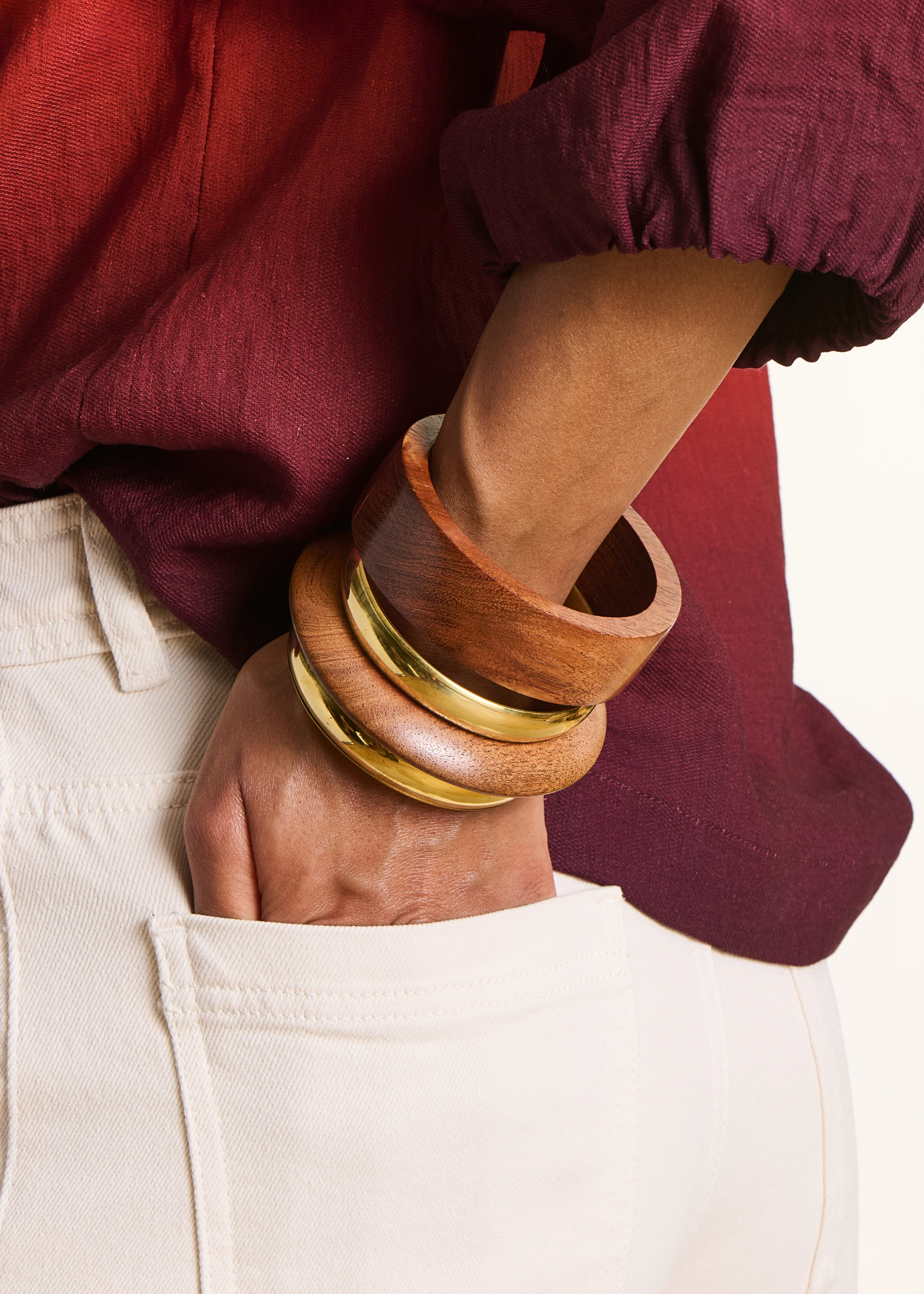 Bracelet multi-joncs en bois - Image 3