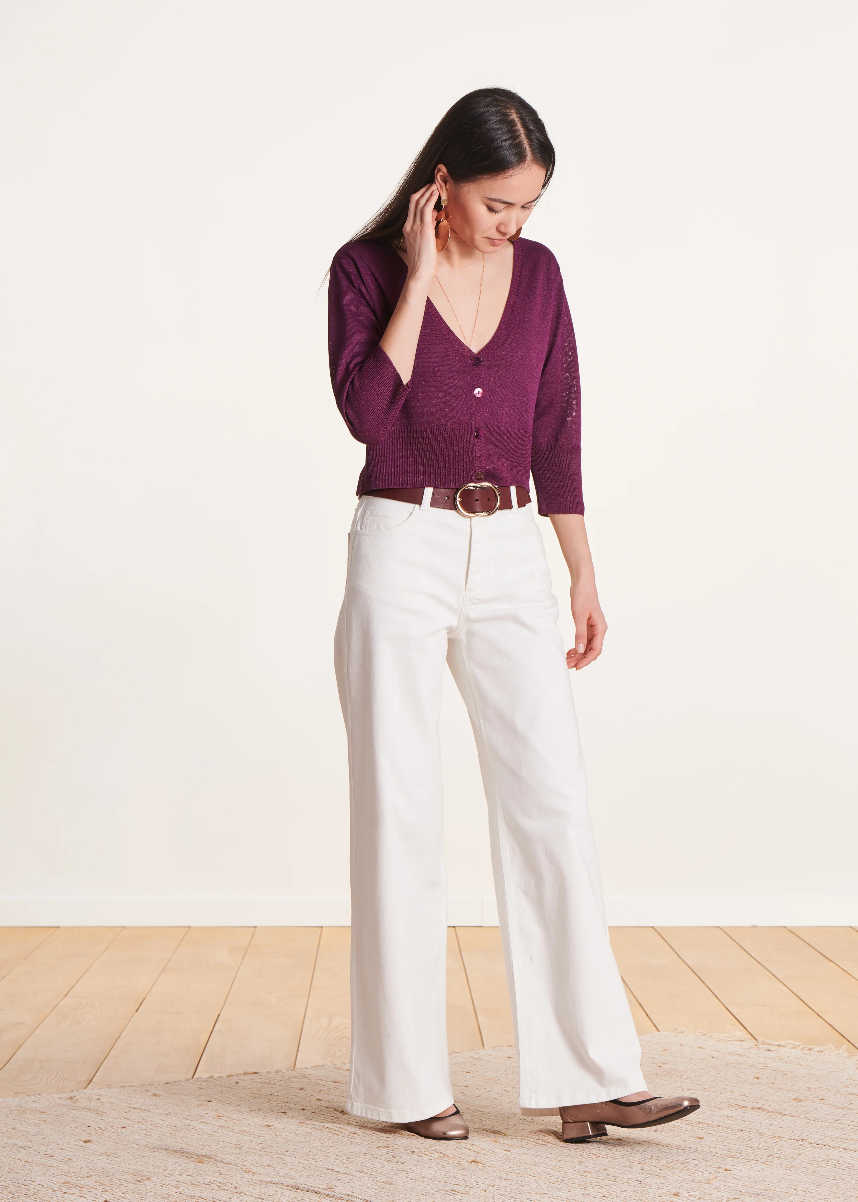 Ceinture aubergine en cuir boucle fantaisie - Image 3