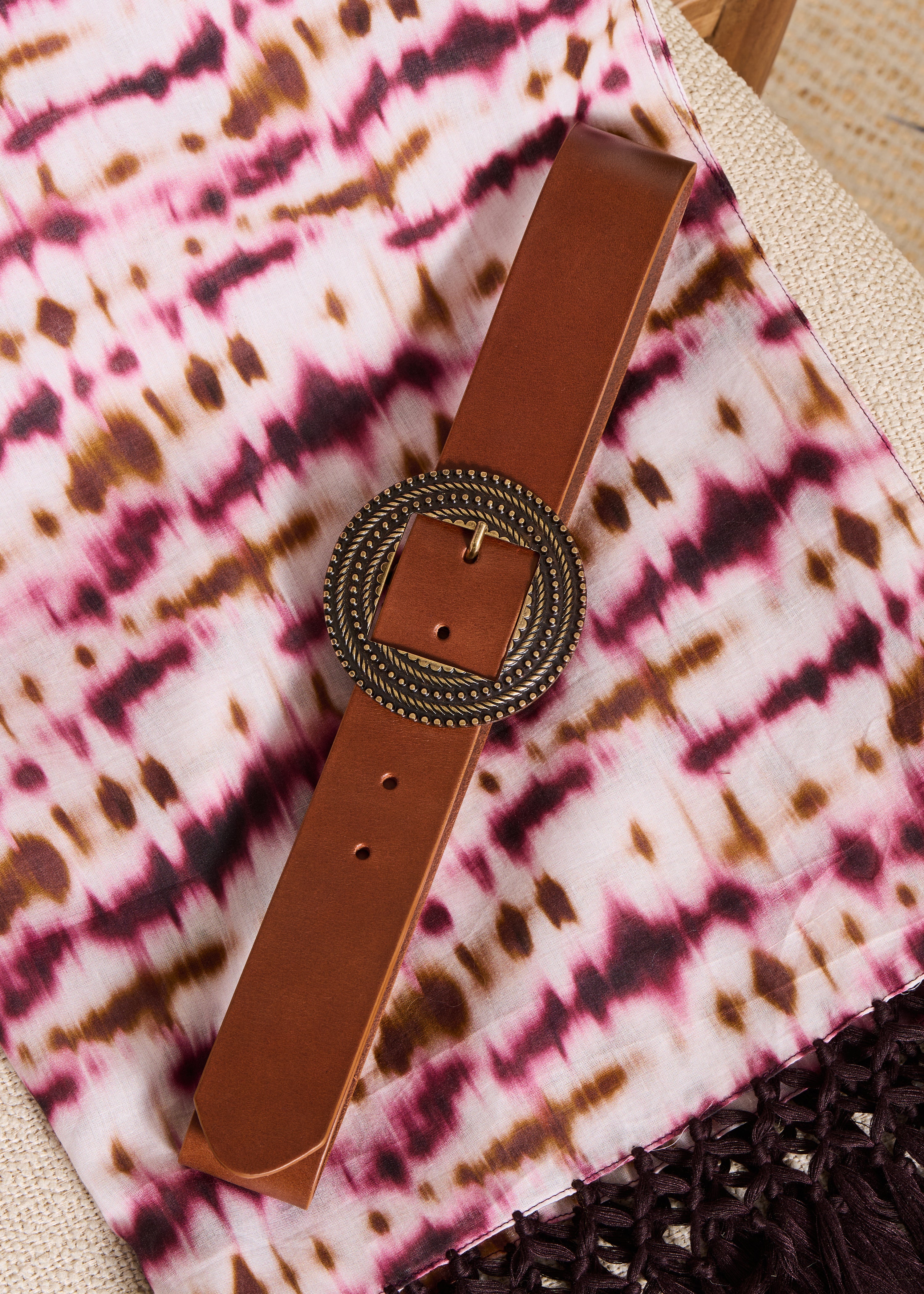 Ceinture camel en cuir boucle ronde - Image 4
