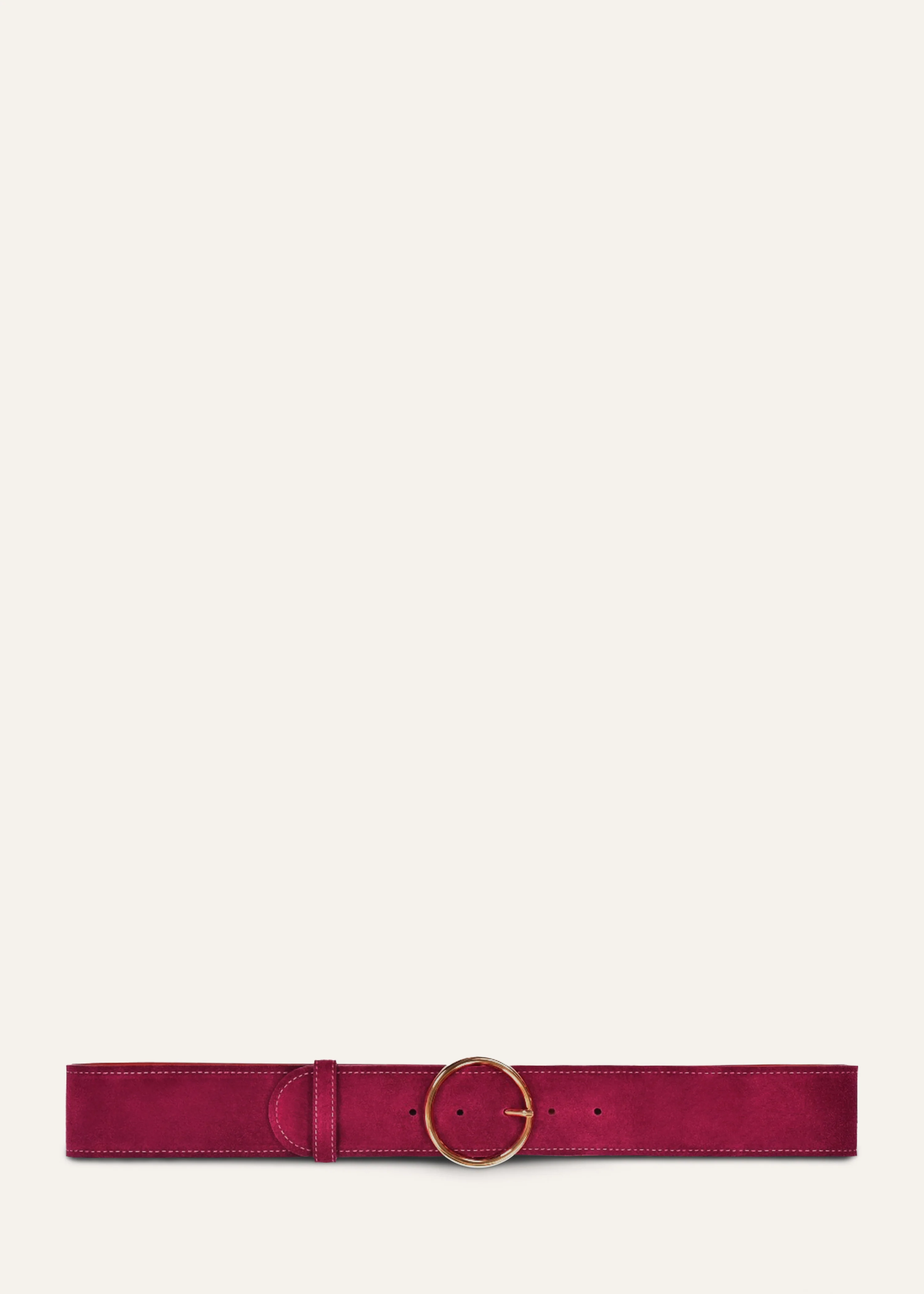 Ceinture en croûte de cuir bordeaux avec surpiqûres - Image 4