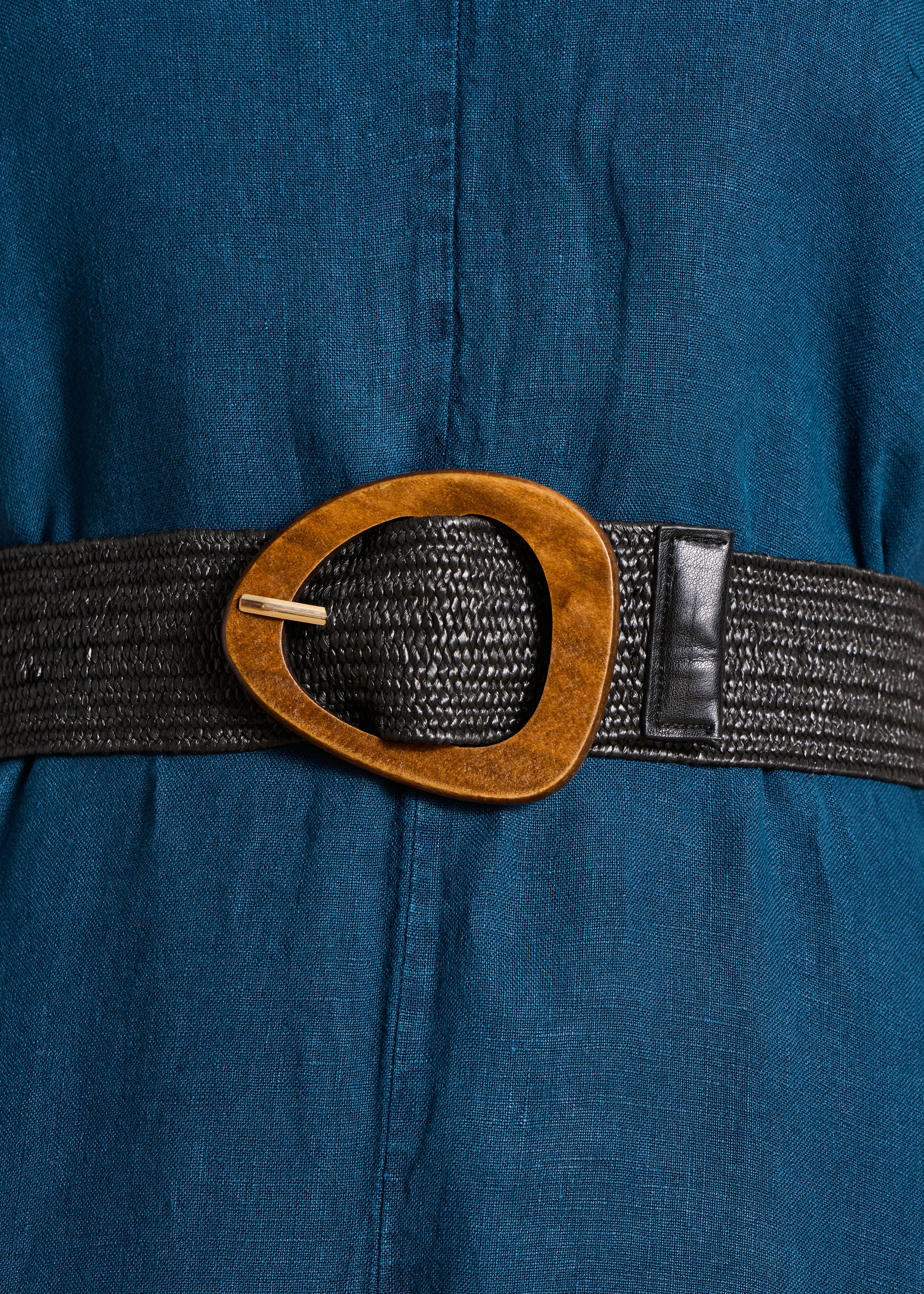 Ceinture noire élastiquée boucle en bois - Image 2