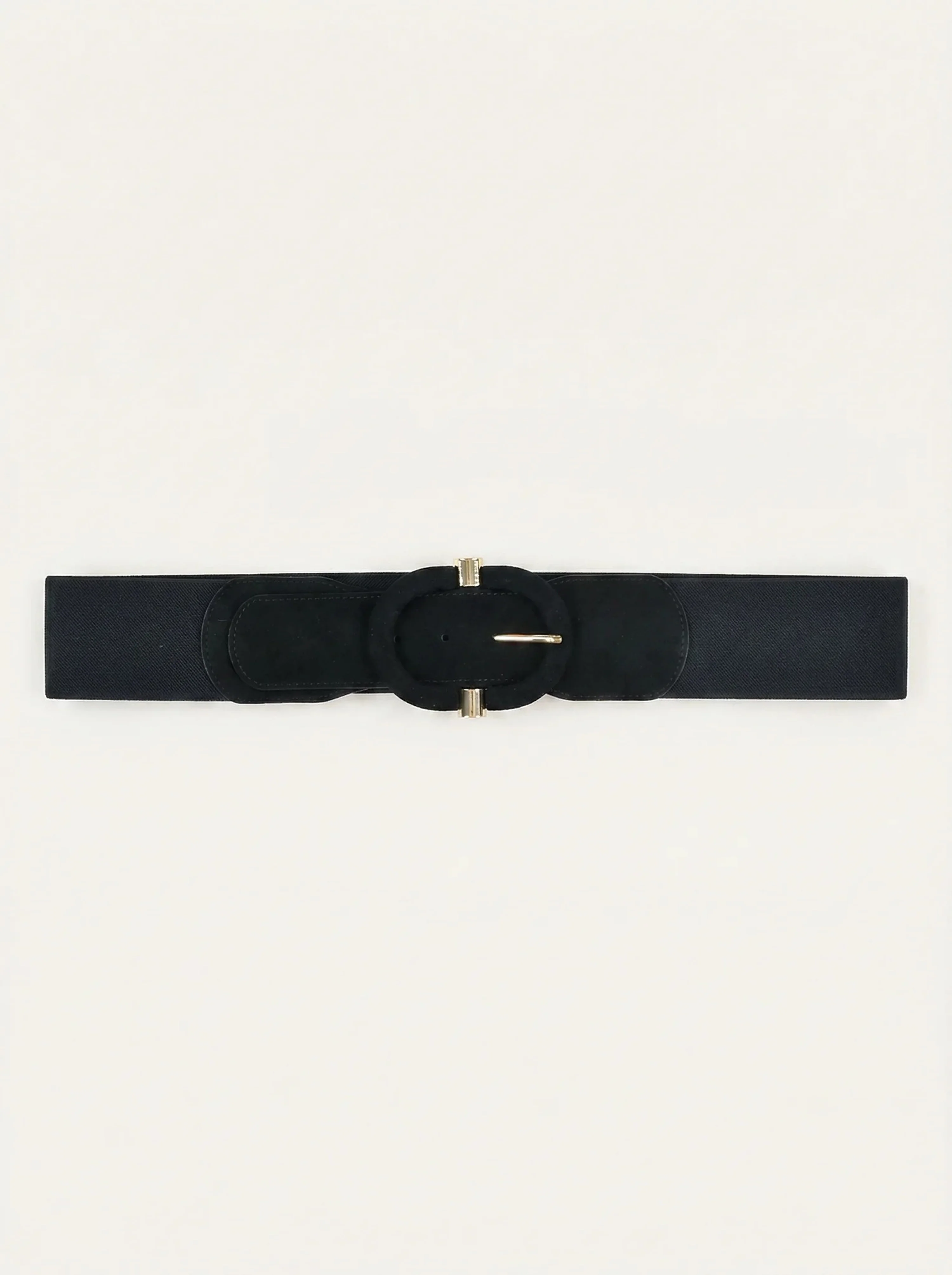 Ceinture large élastiquée noire boucle ovale - Image 3