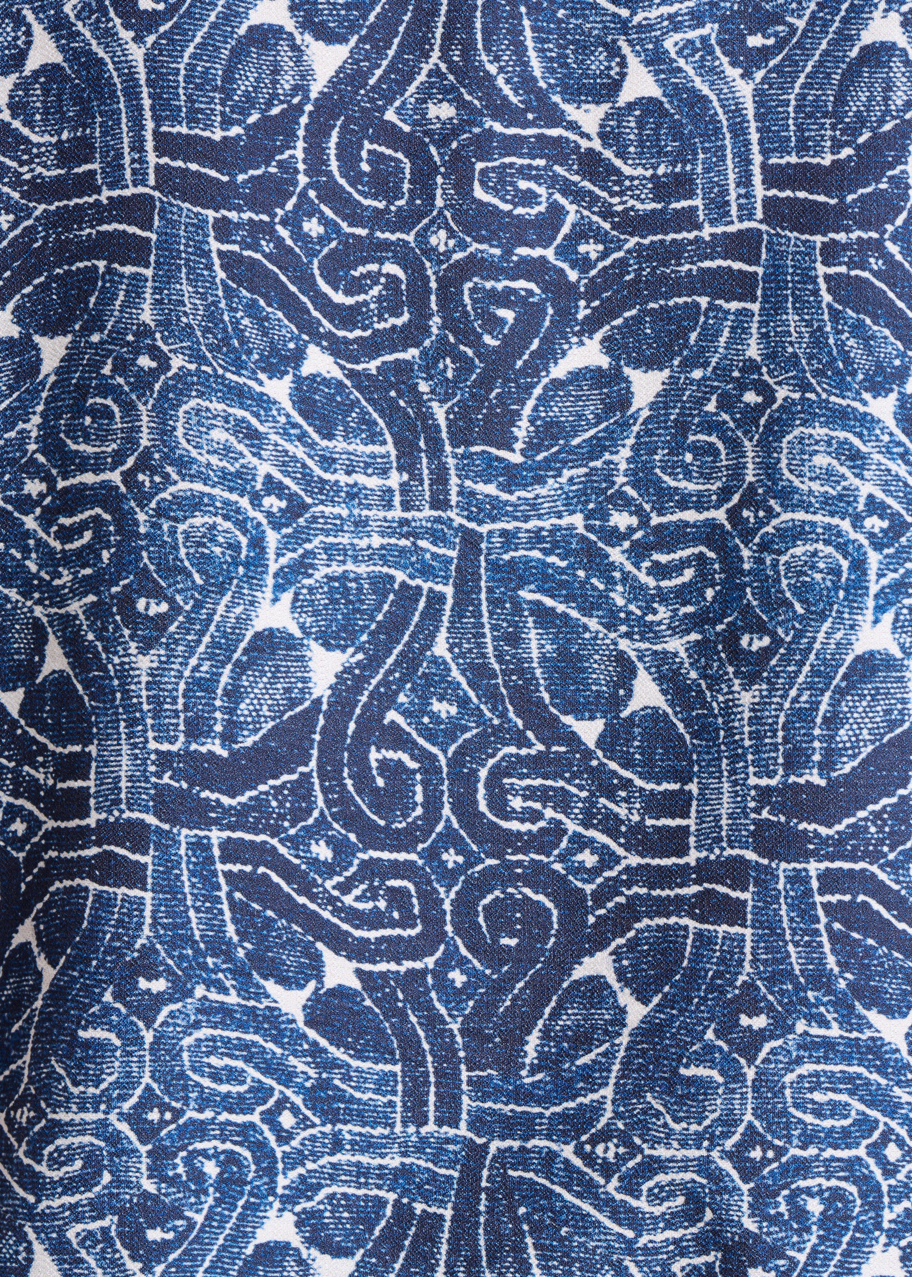 Chemise bleue manches courtes patchwork imprimés - Image 4