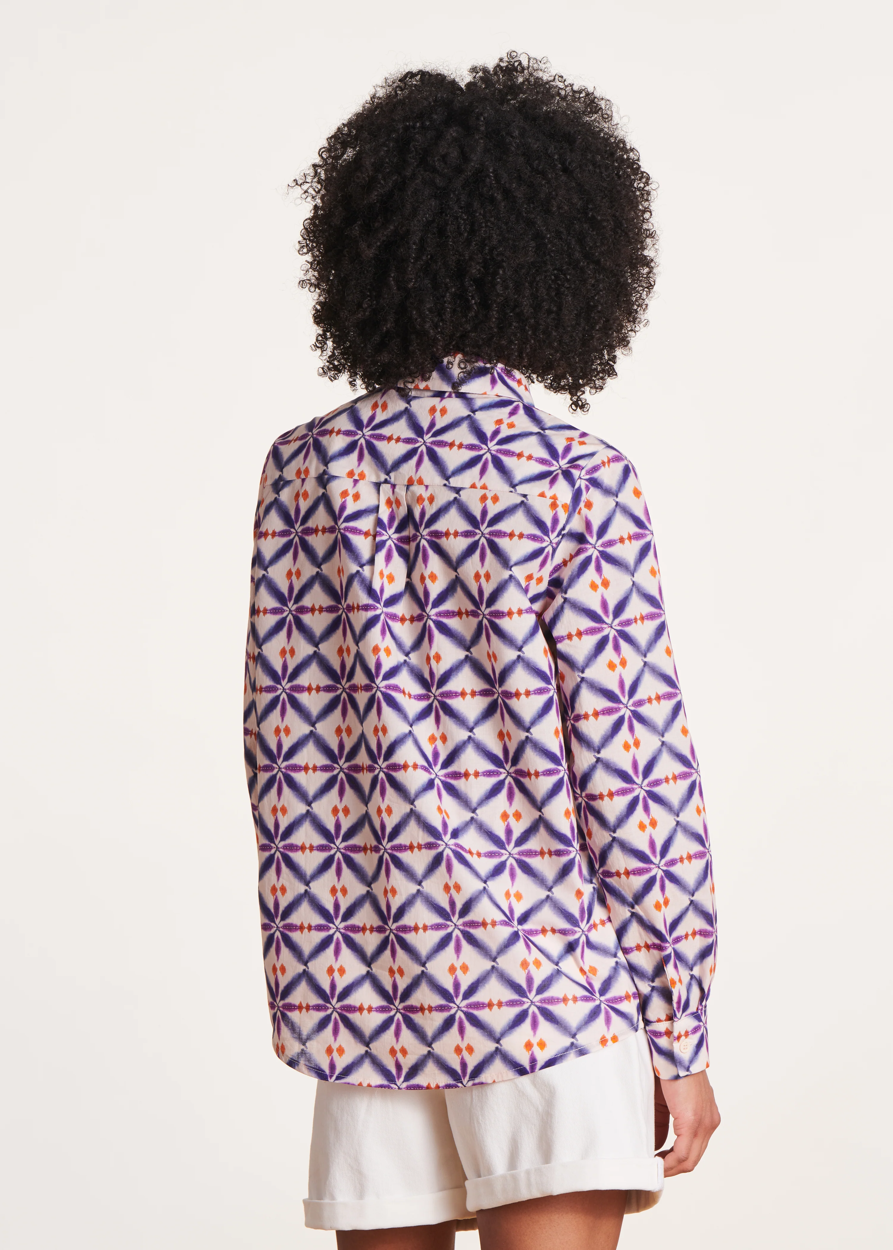 Chemise en voile de coton imprimé violet - Image 3