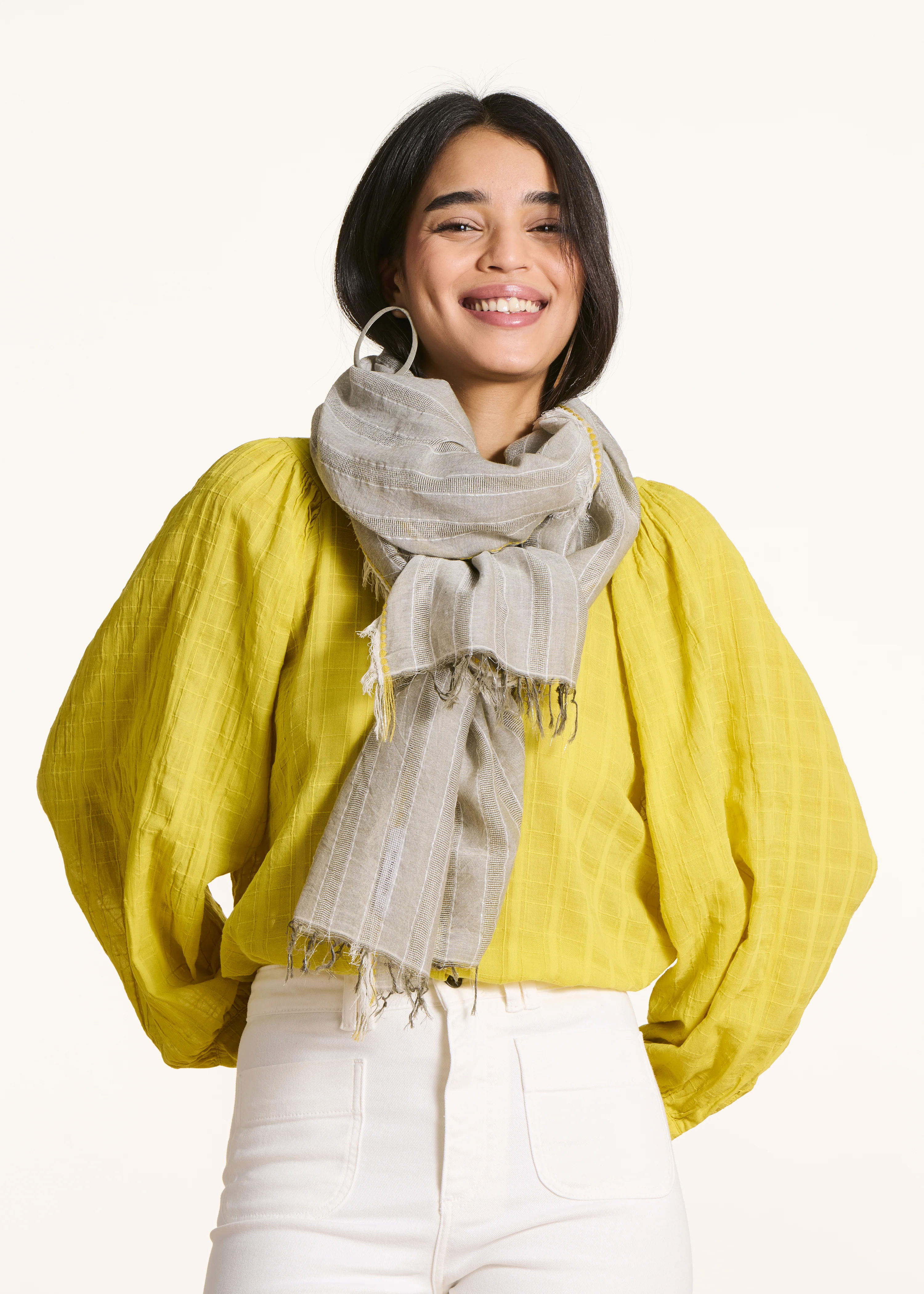 Foulard kaki rayé