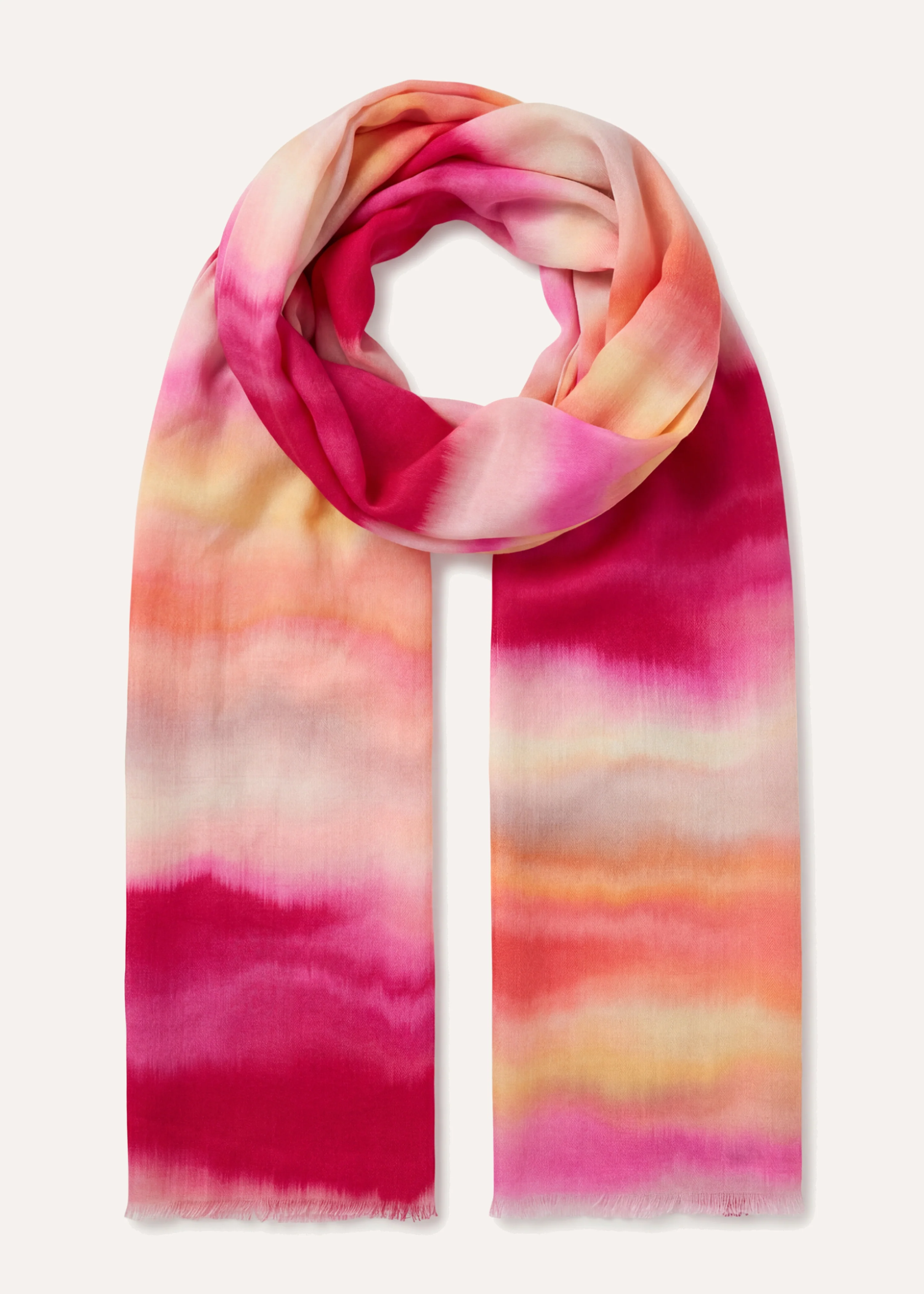 Foulard rose à rayures imprimé tie & dye en coton et modal - Image 4