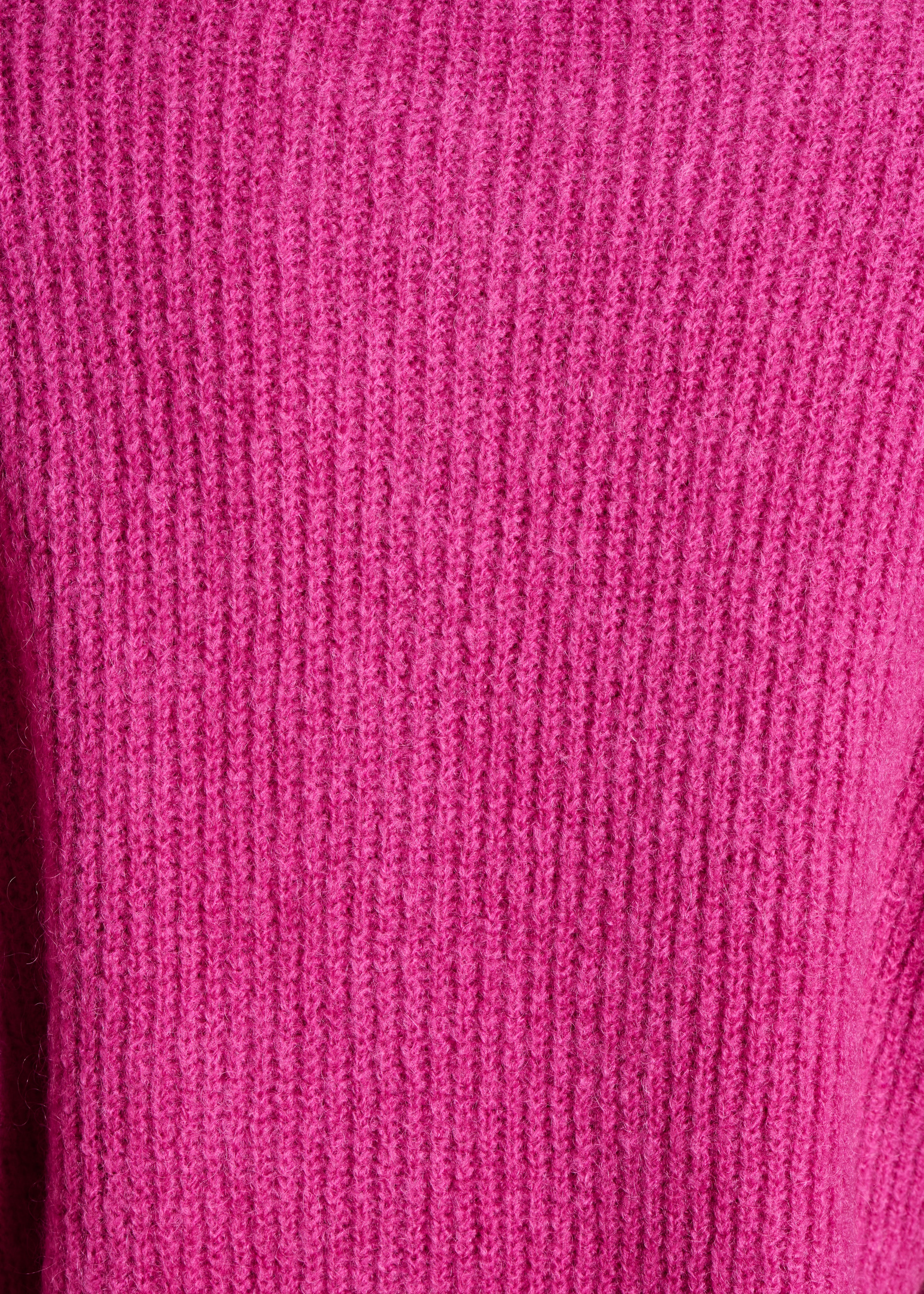 Gilet en maille à côtes rose fuchsia col rond - Image 4