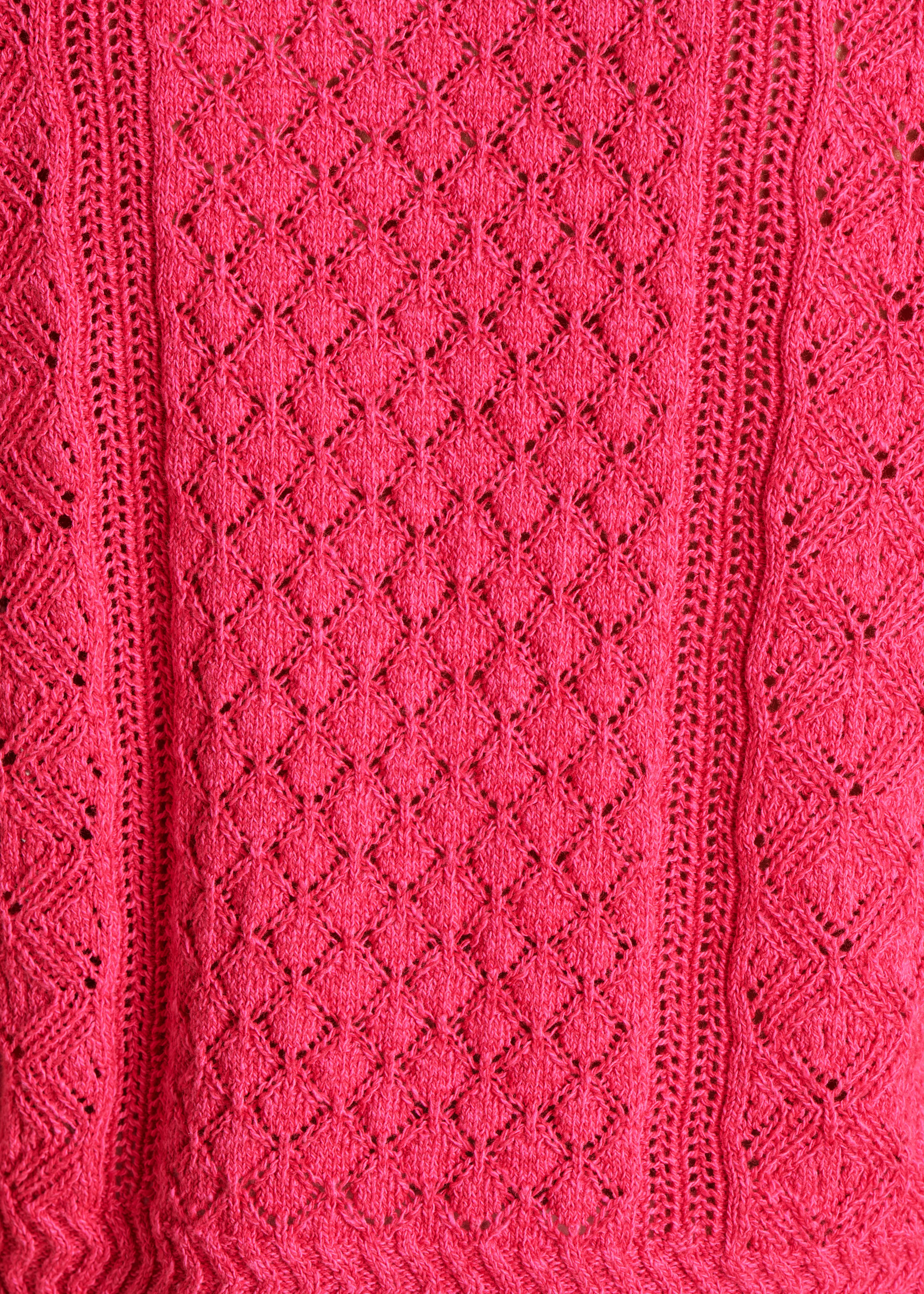 Gilet rose fuchsia à col rond en maille chinée - Image 4