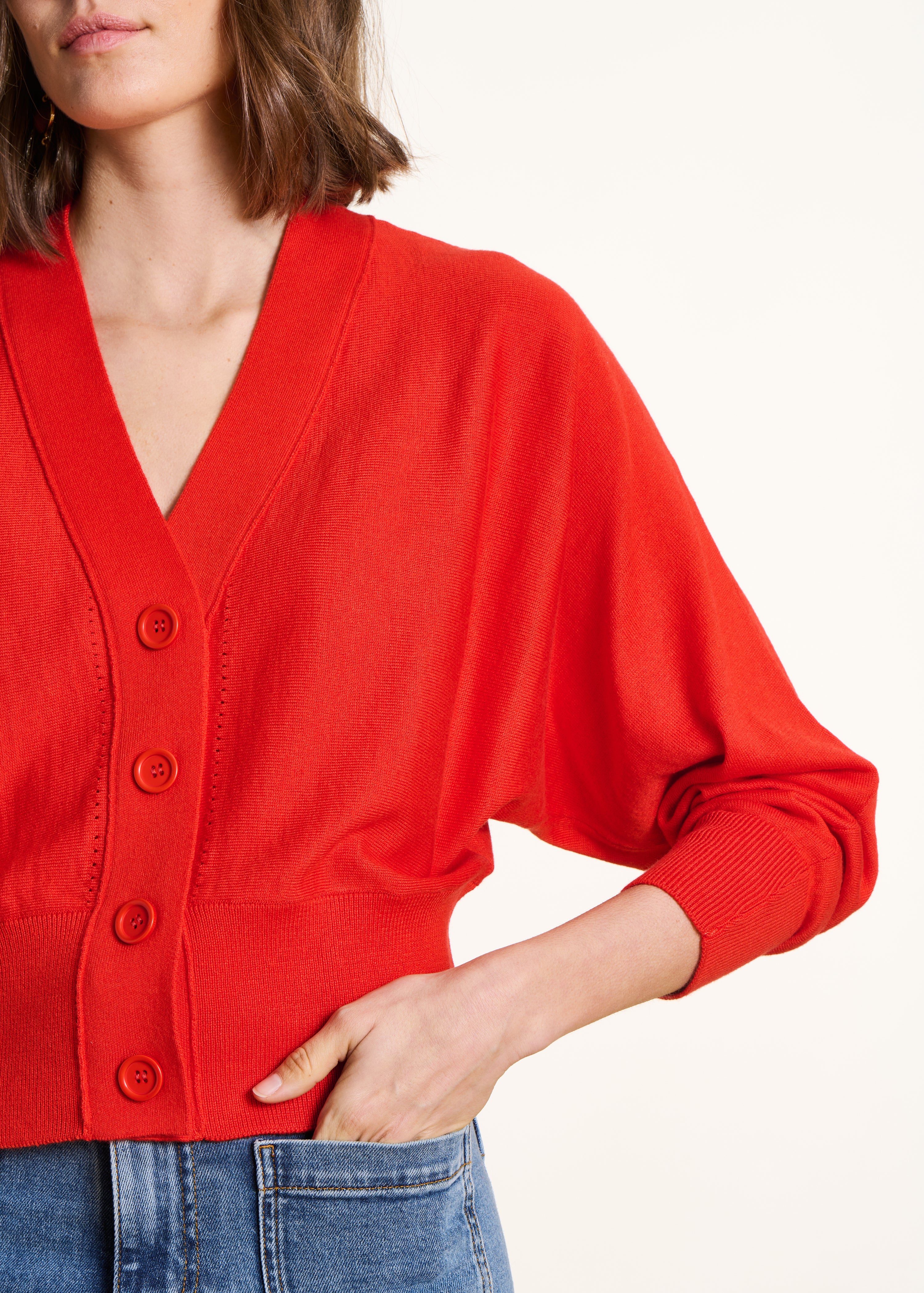 Gilet rouge ample en maille fine - Image 5