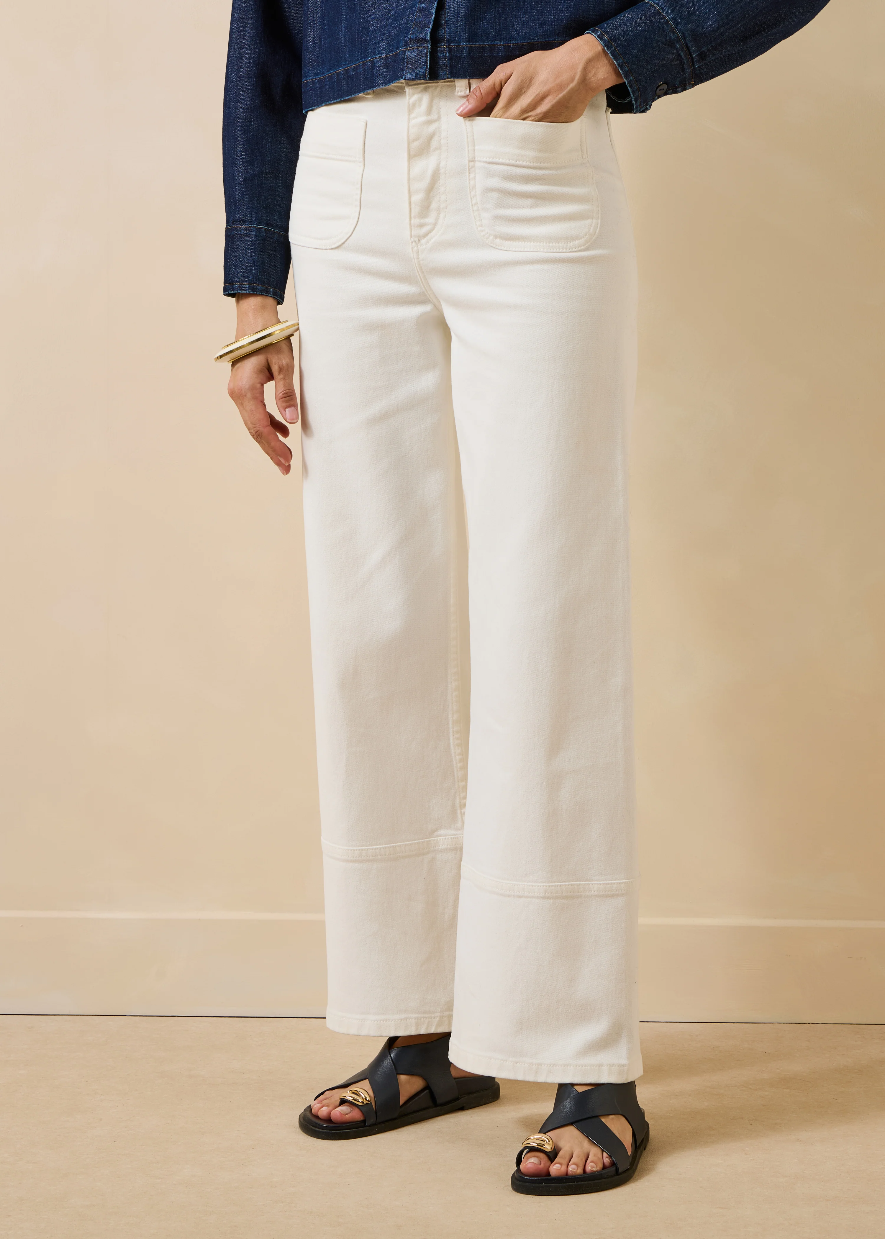 Jean blanc droit taille haute en coton biologique - Image 2