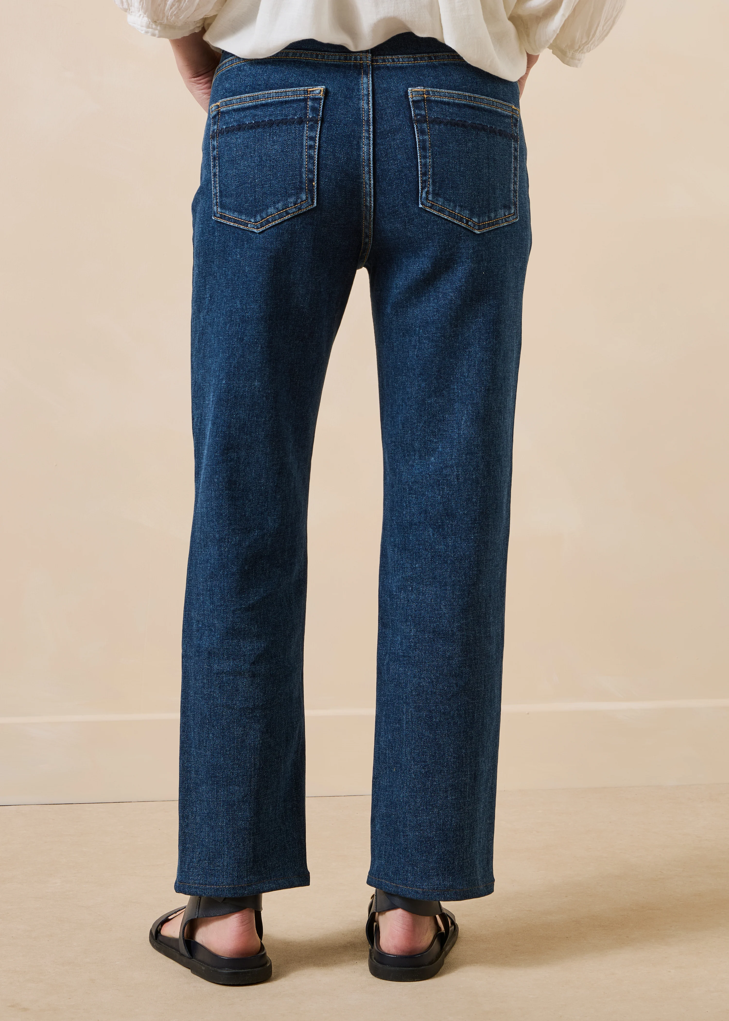 Jean slim 7/8ème bleu en coton biologique - Image 3
