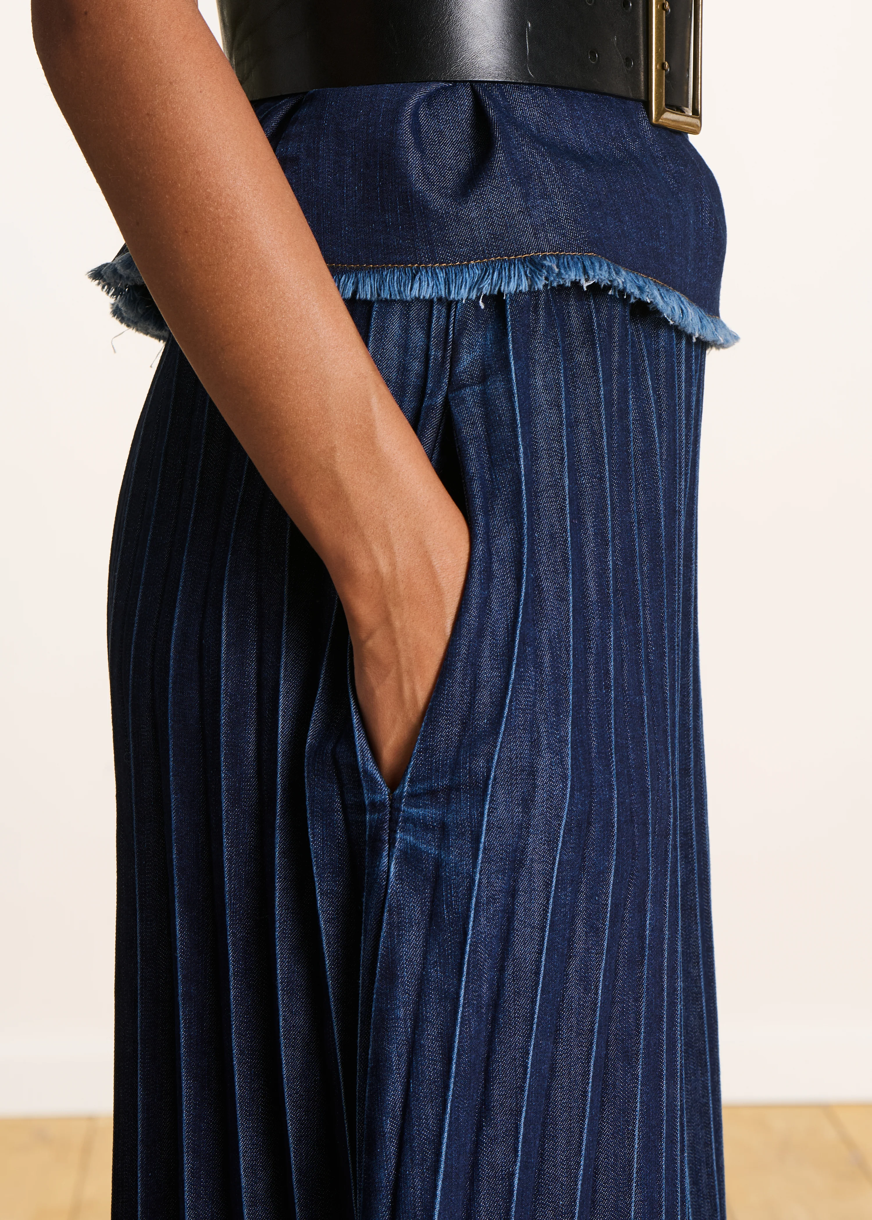 Pantalon jupe culotte en jean brut taille élastiquée - Image 5