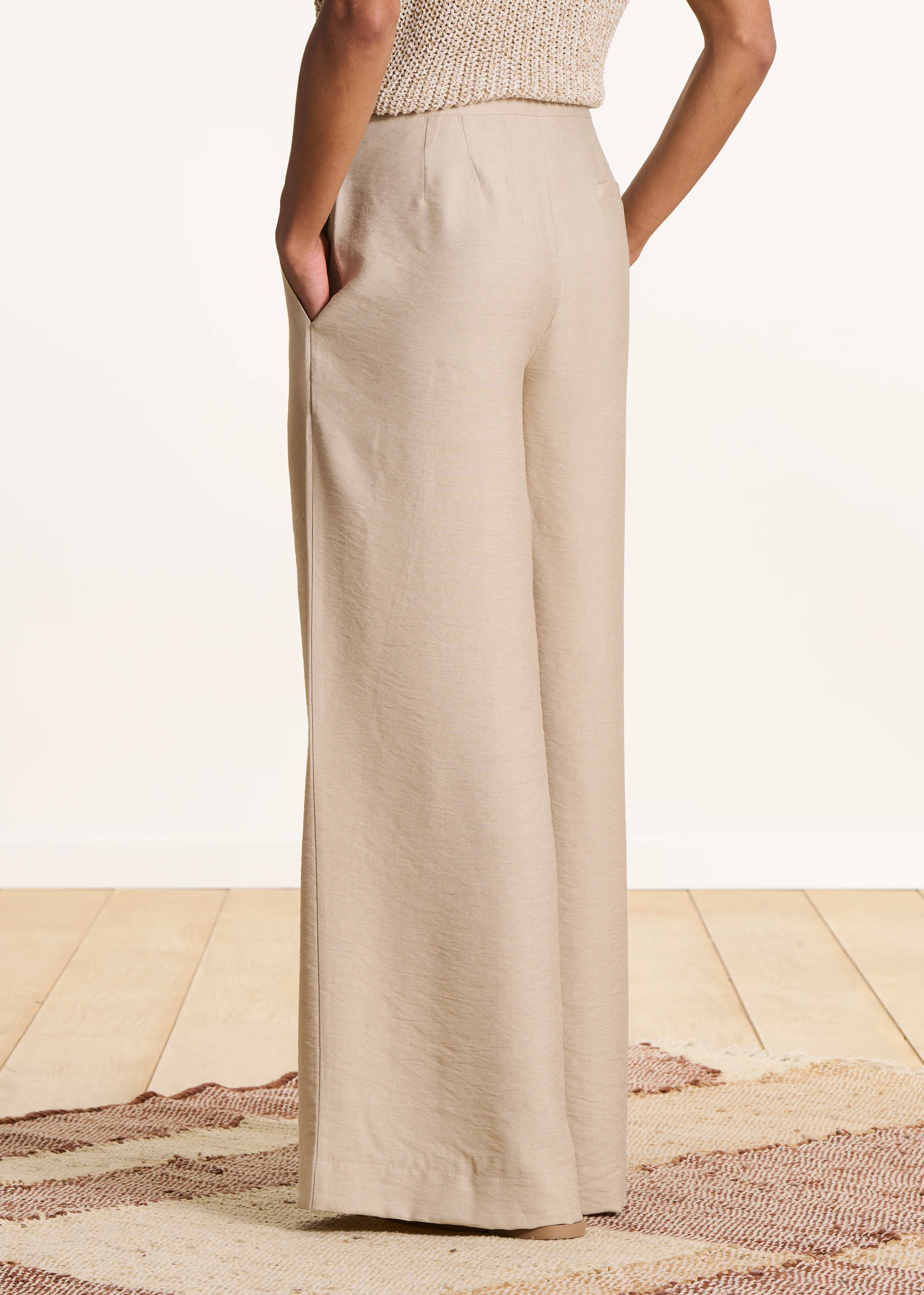 Pantalon beige long taille haute - Image 3