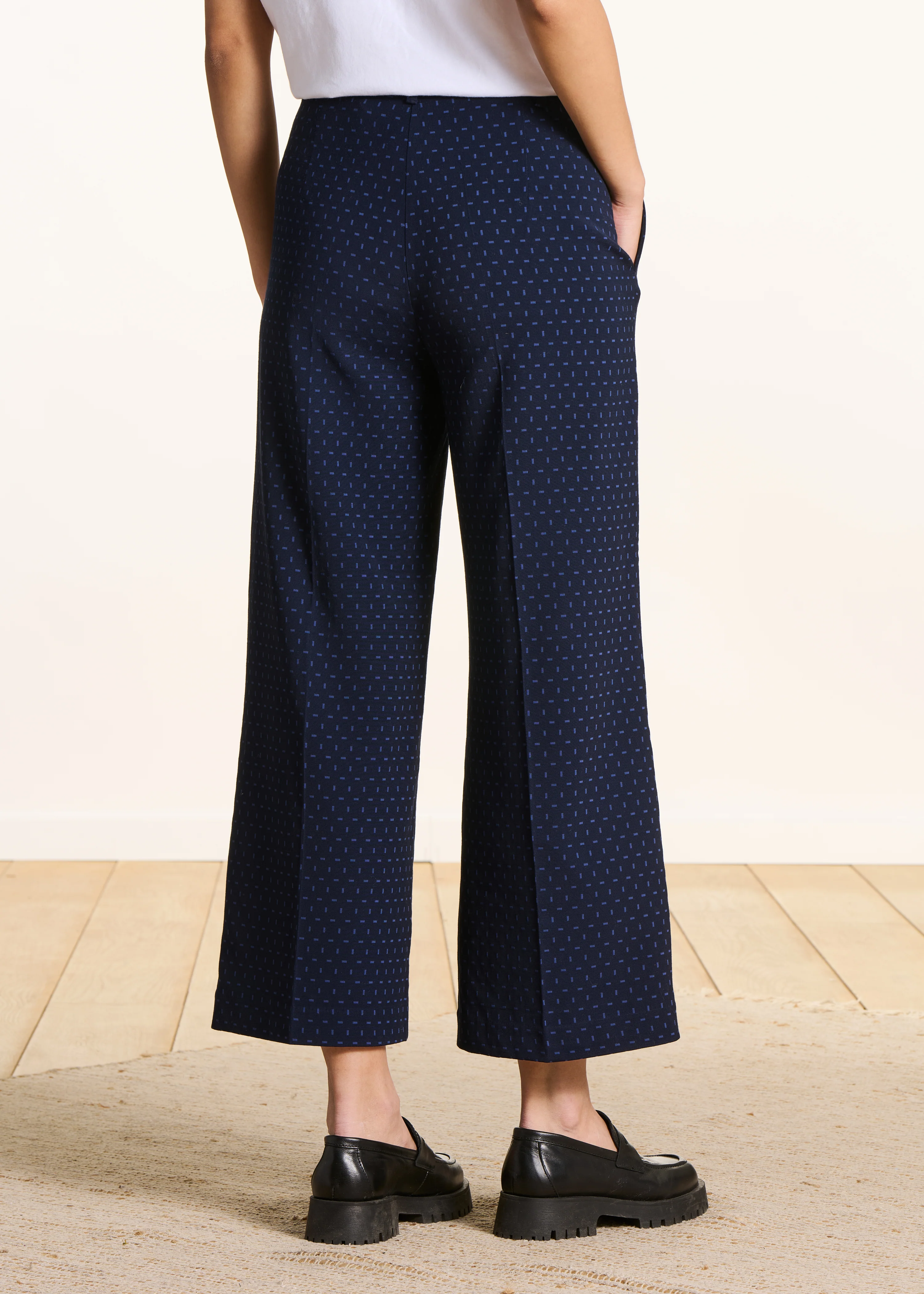 Pantalon cropped en jacquard bleu - Image 3