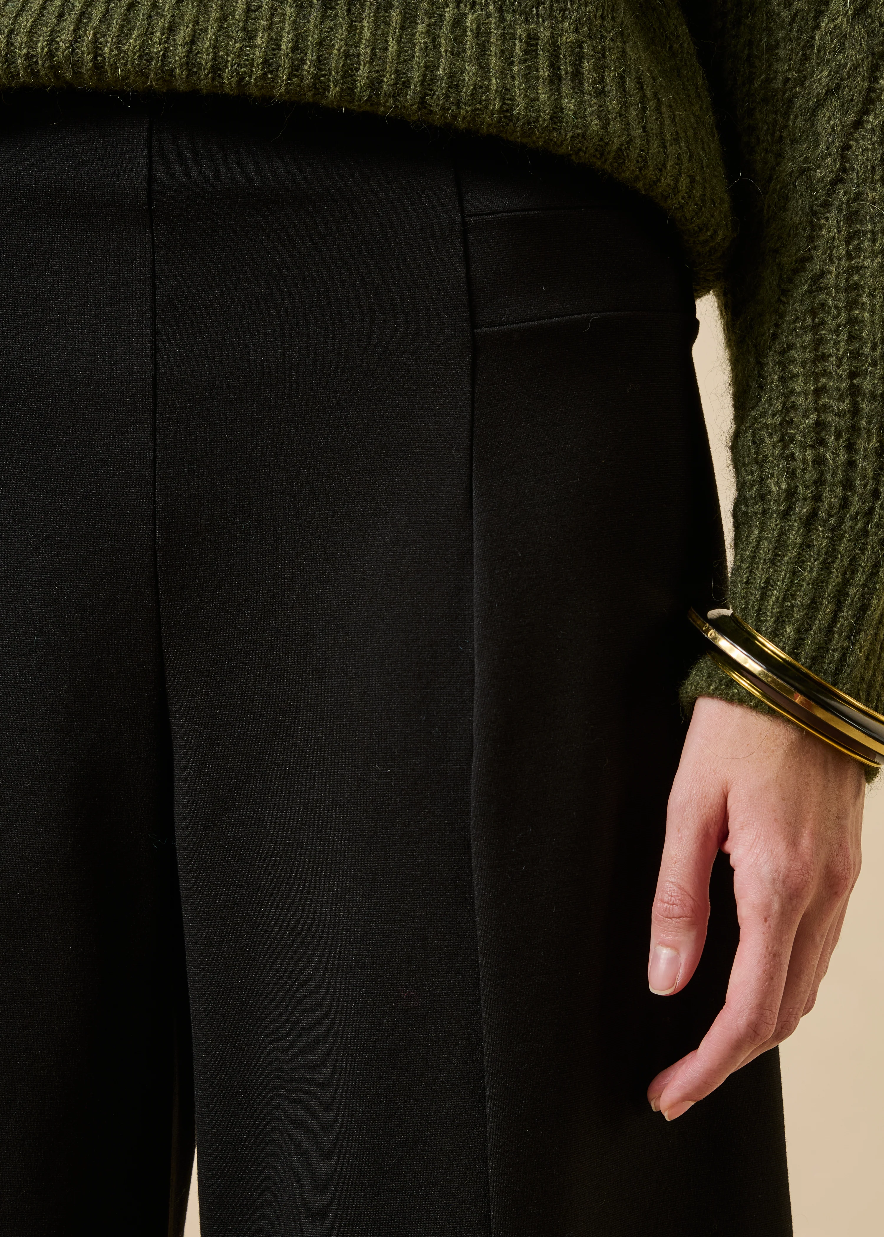 Pantalon cropped en jersey milano noir taille élastique - Image 5