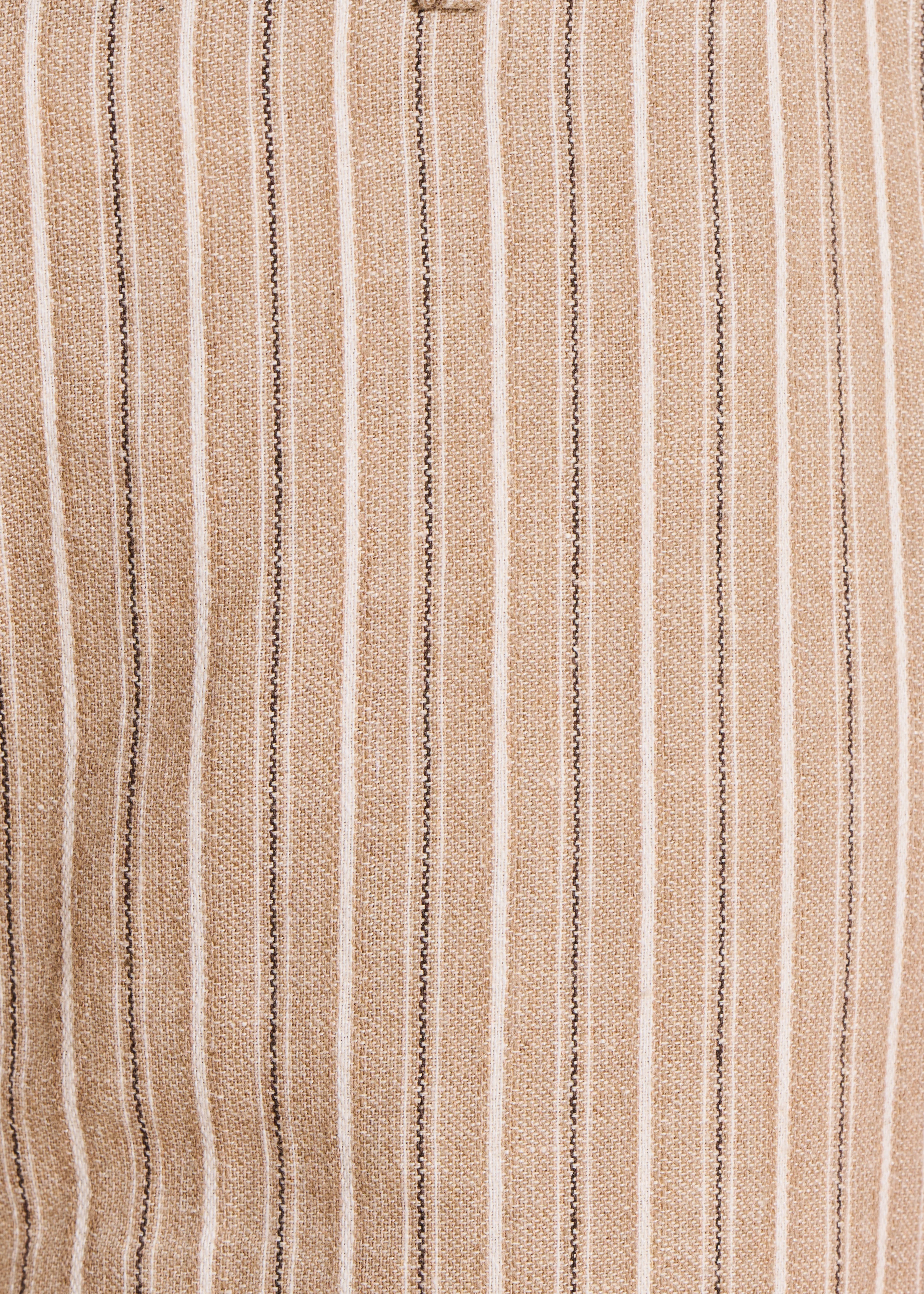 Pantalon droit et large beige rayé taille haute - Image 4