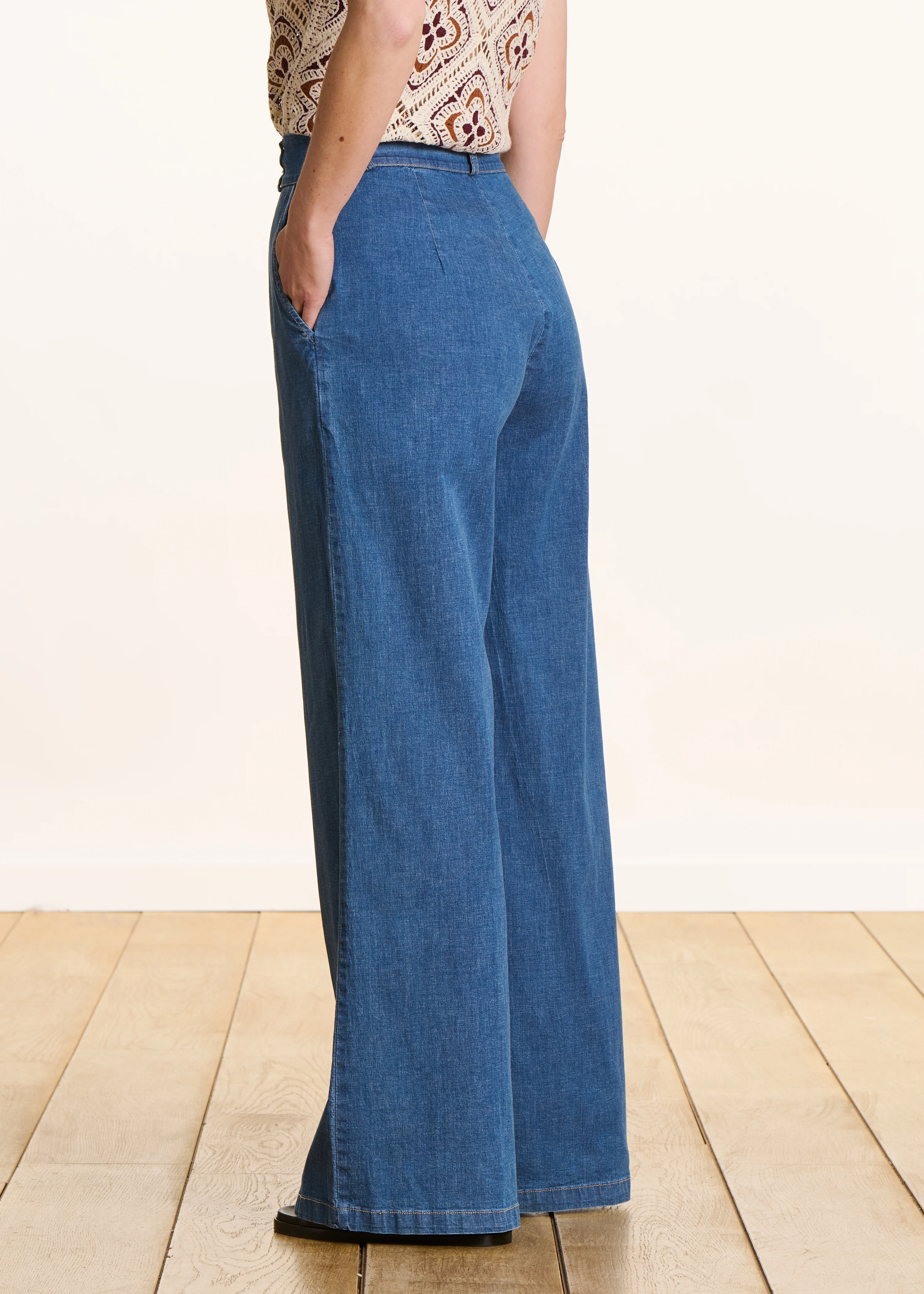 Pantalon droit et large en jean taille haute - Image 3