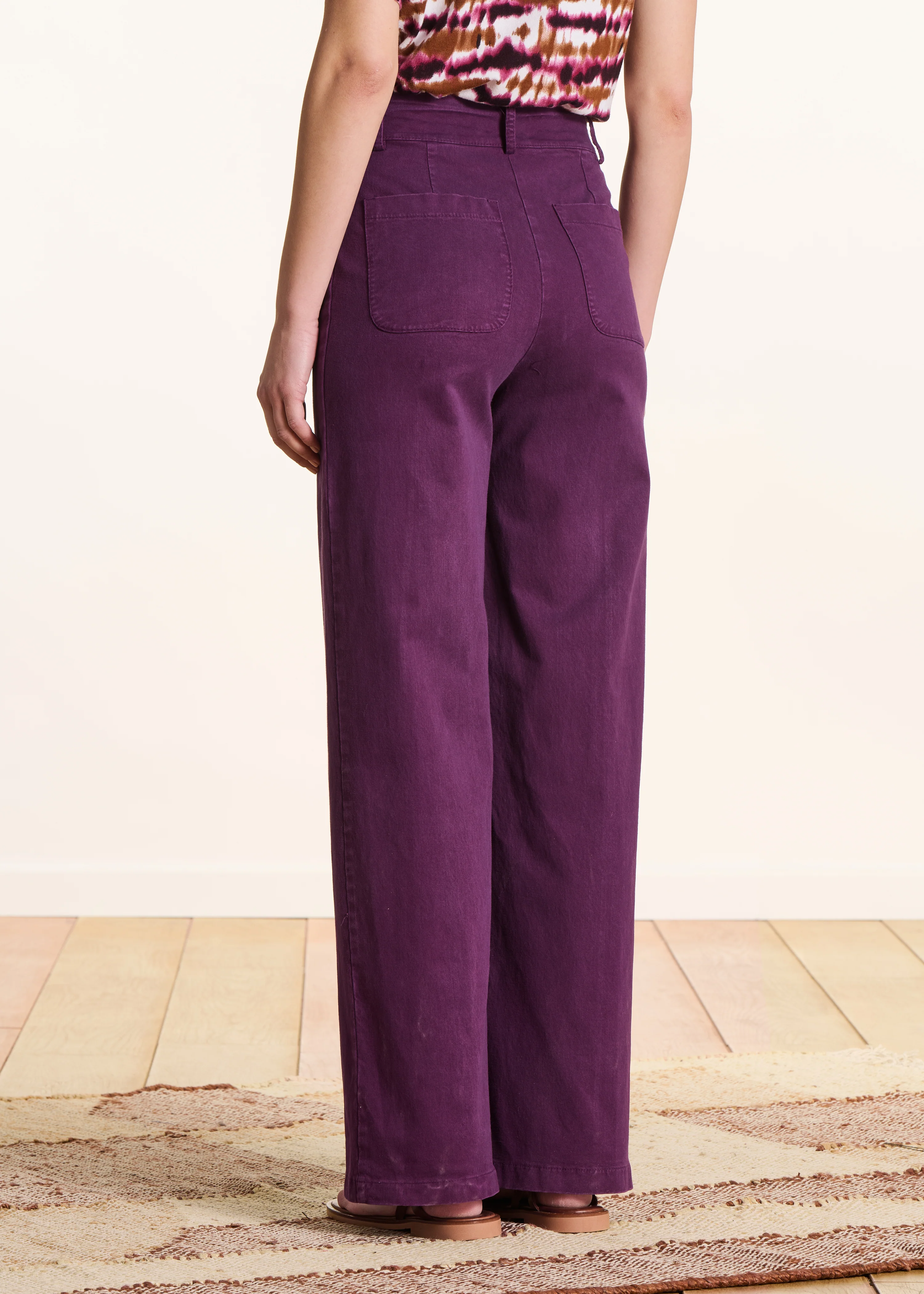 Pantalon large violet en toile - Image 3