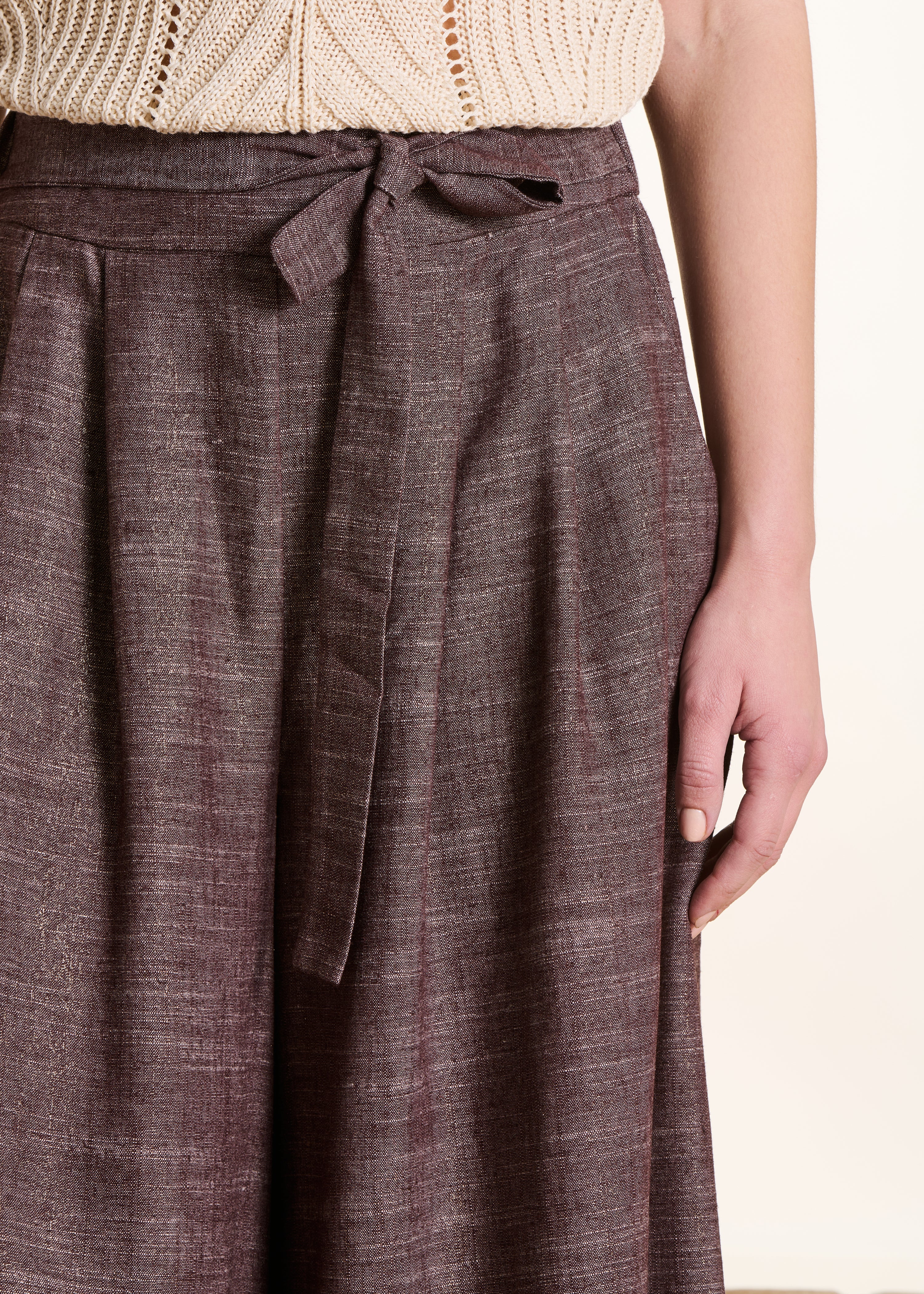 Pantalon marron irisé large 7/8ème - Image 5