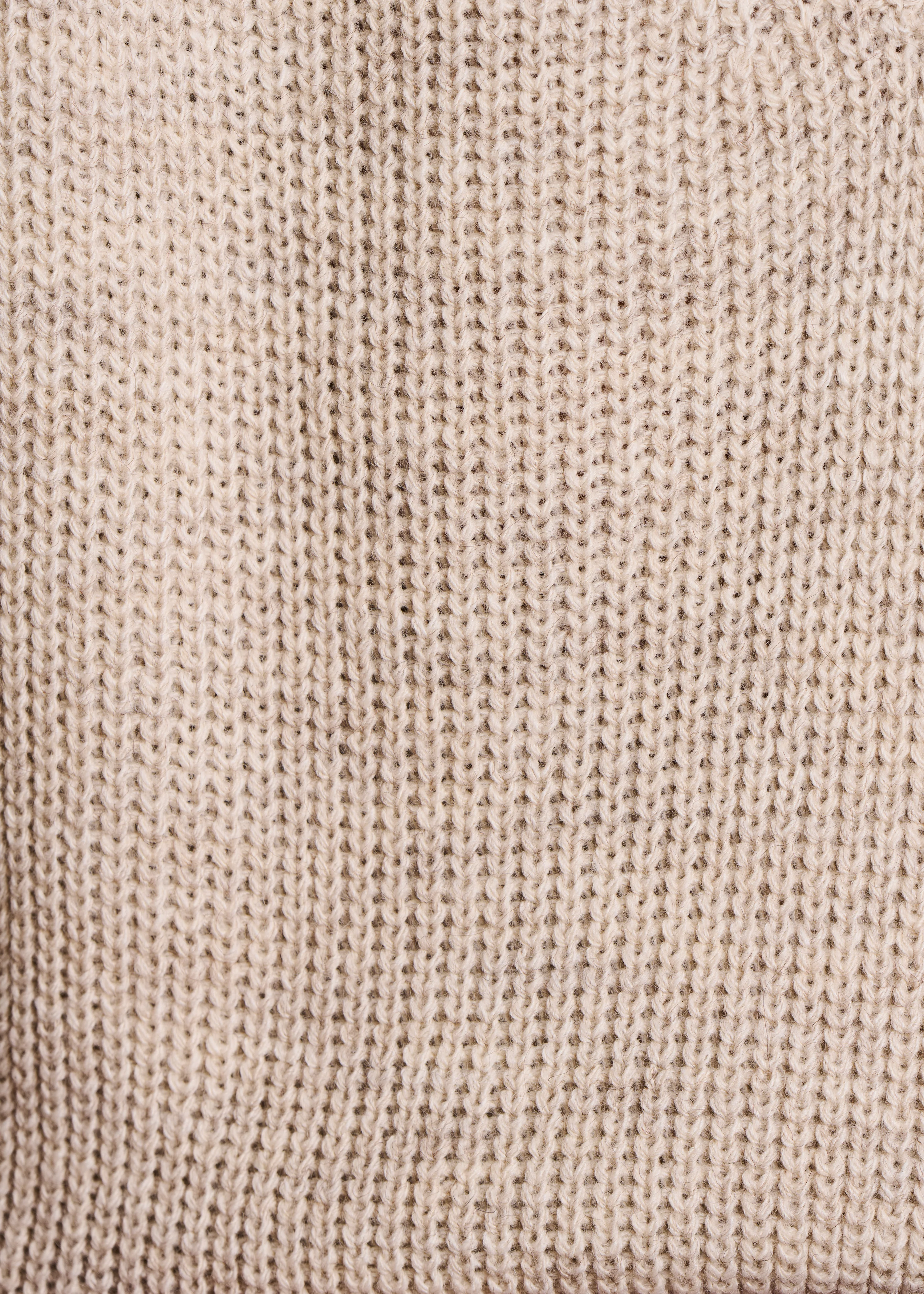 Pull beige encolure V en maille côtes perlées - Image 4