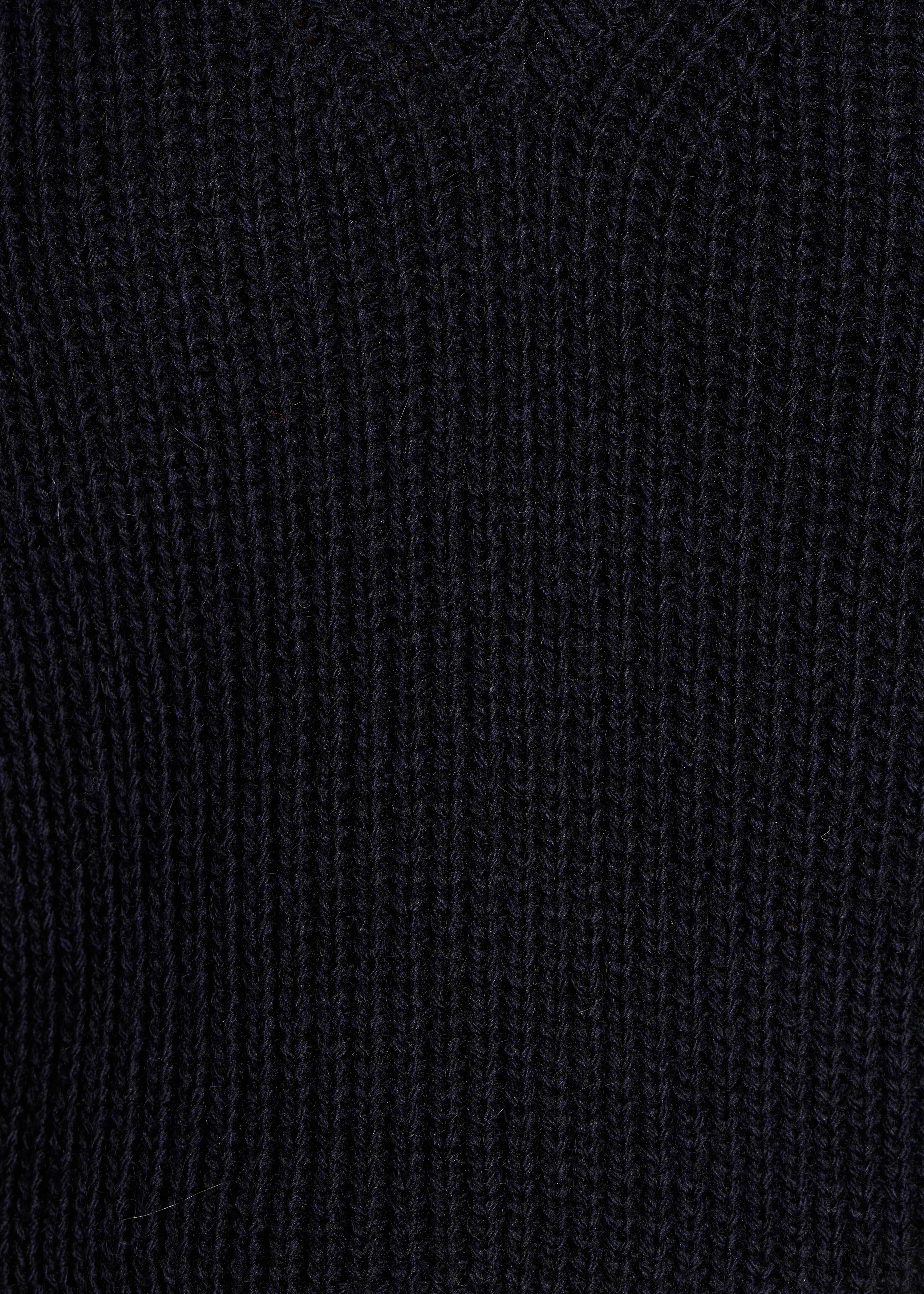 Pull bleu marine encolure V en maille côtes perlées - Image 4