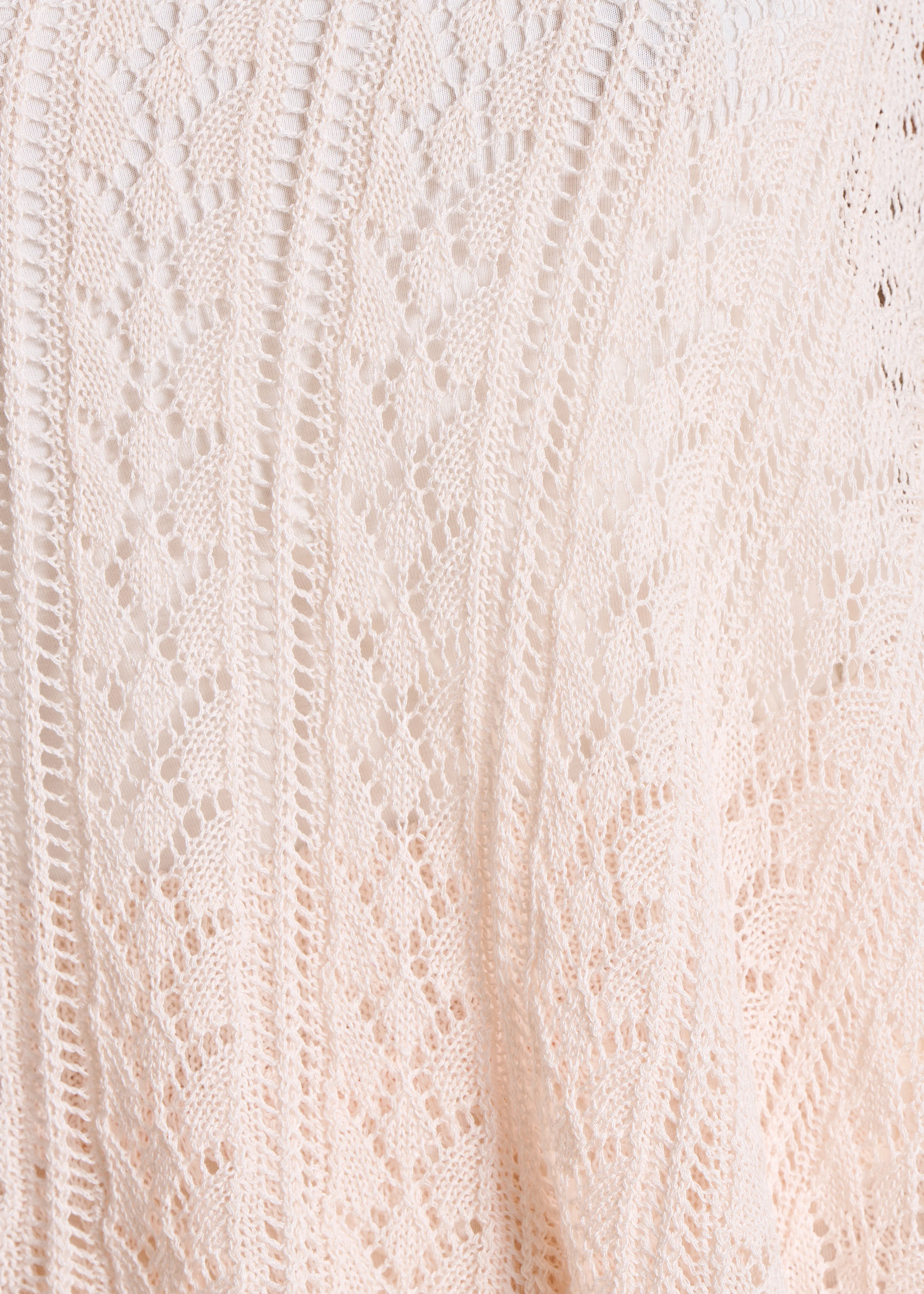 Pull cape écru en maille fine ajourée - Image 4