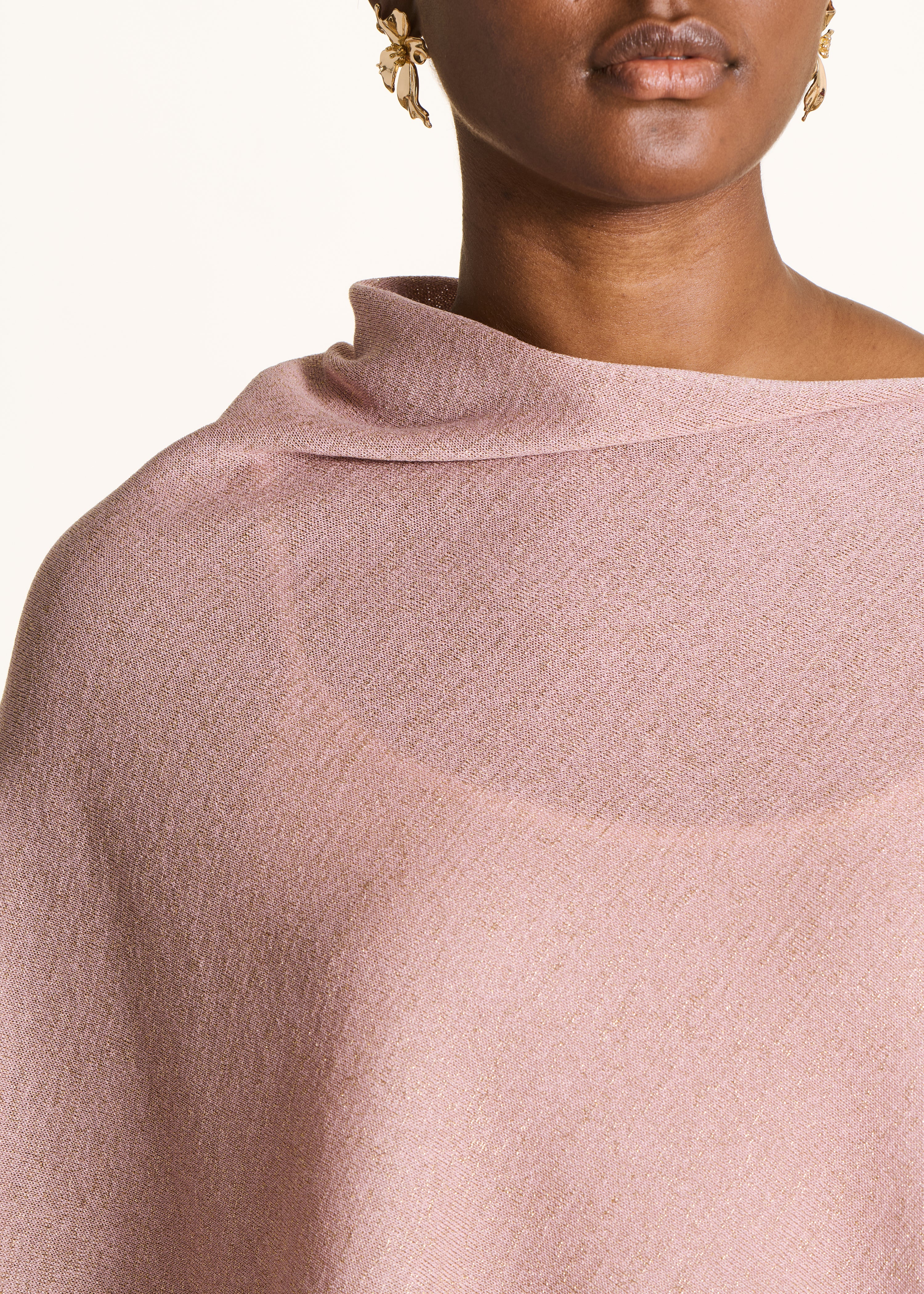 Pull cape en maille fine irisée rose clair - Image 5