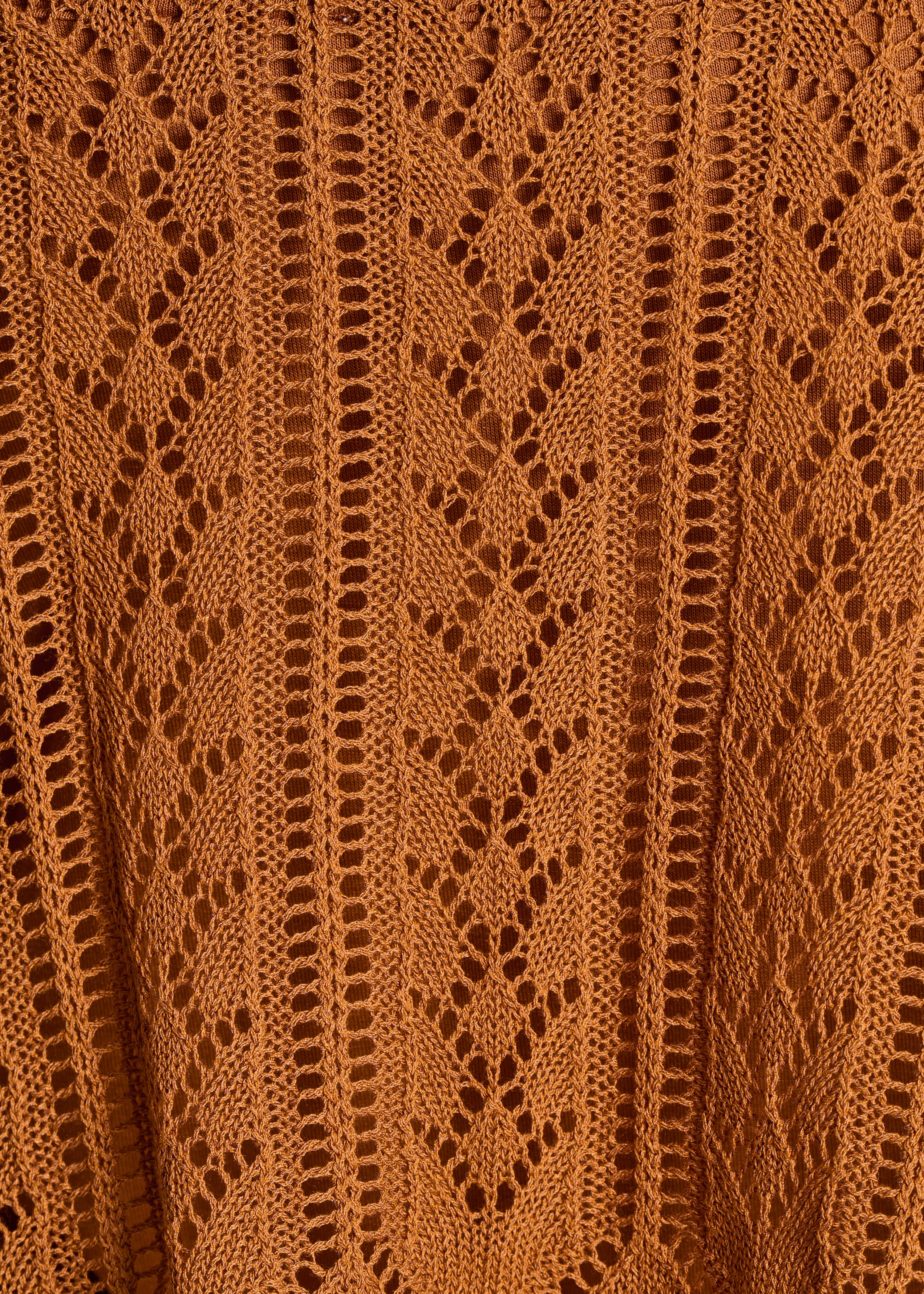 Pull court marron en maille fine ajourée - Image 5