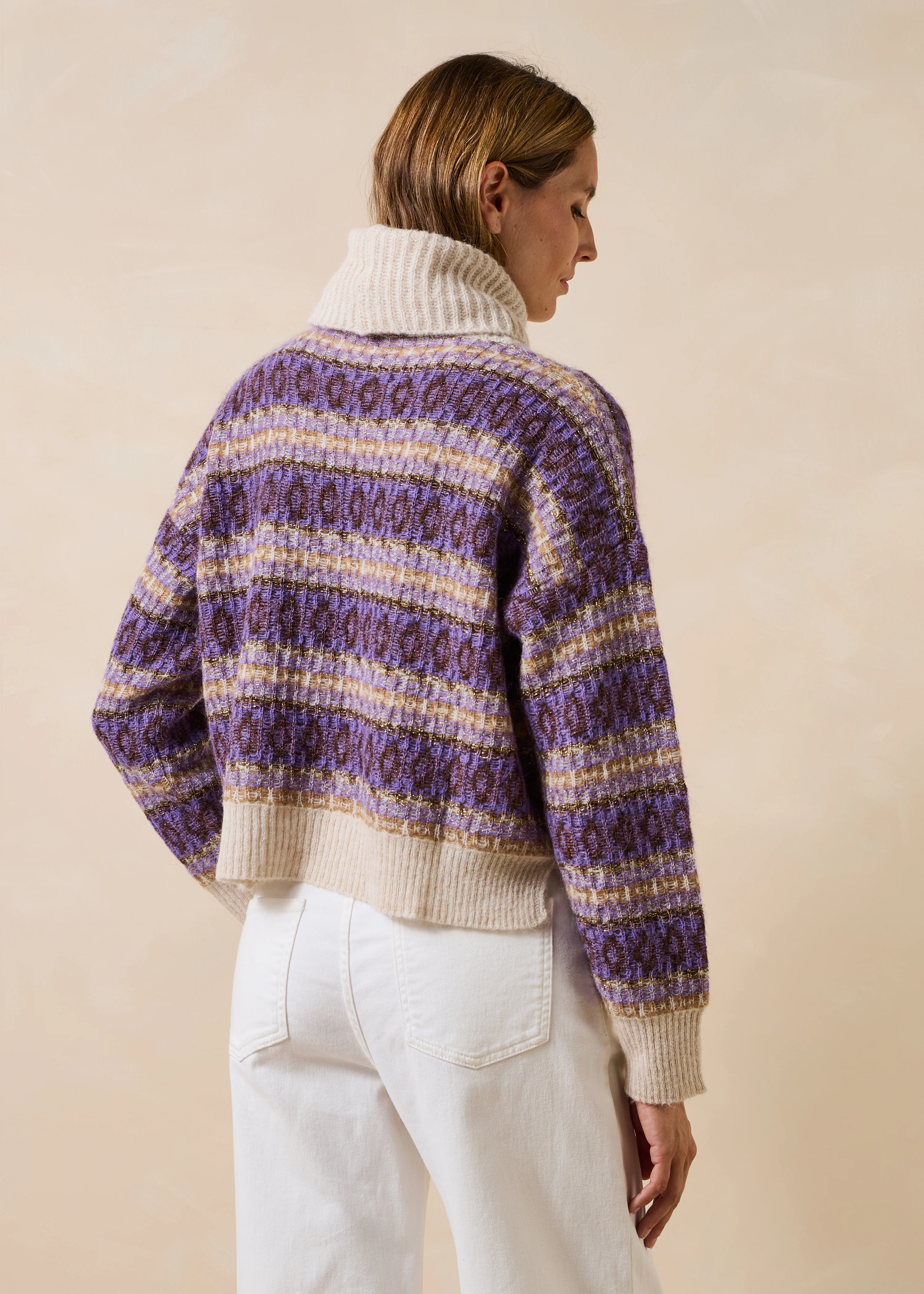Pull écru et violet - Image 3