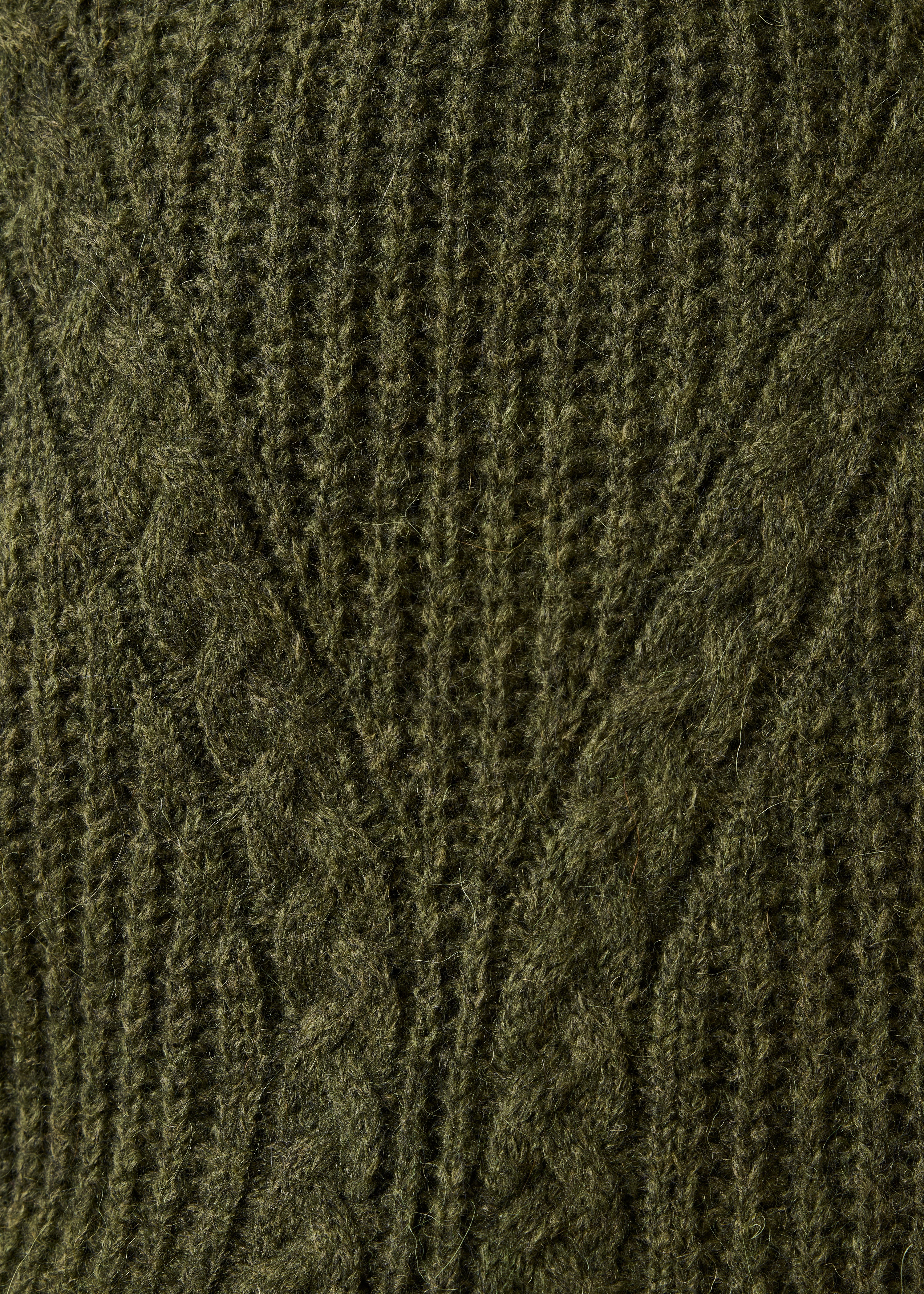 Pull kaki sans manches en côtes perlées encolure ronde - Image 4