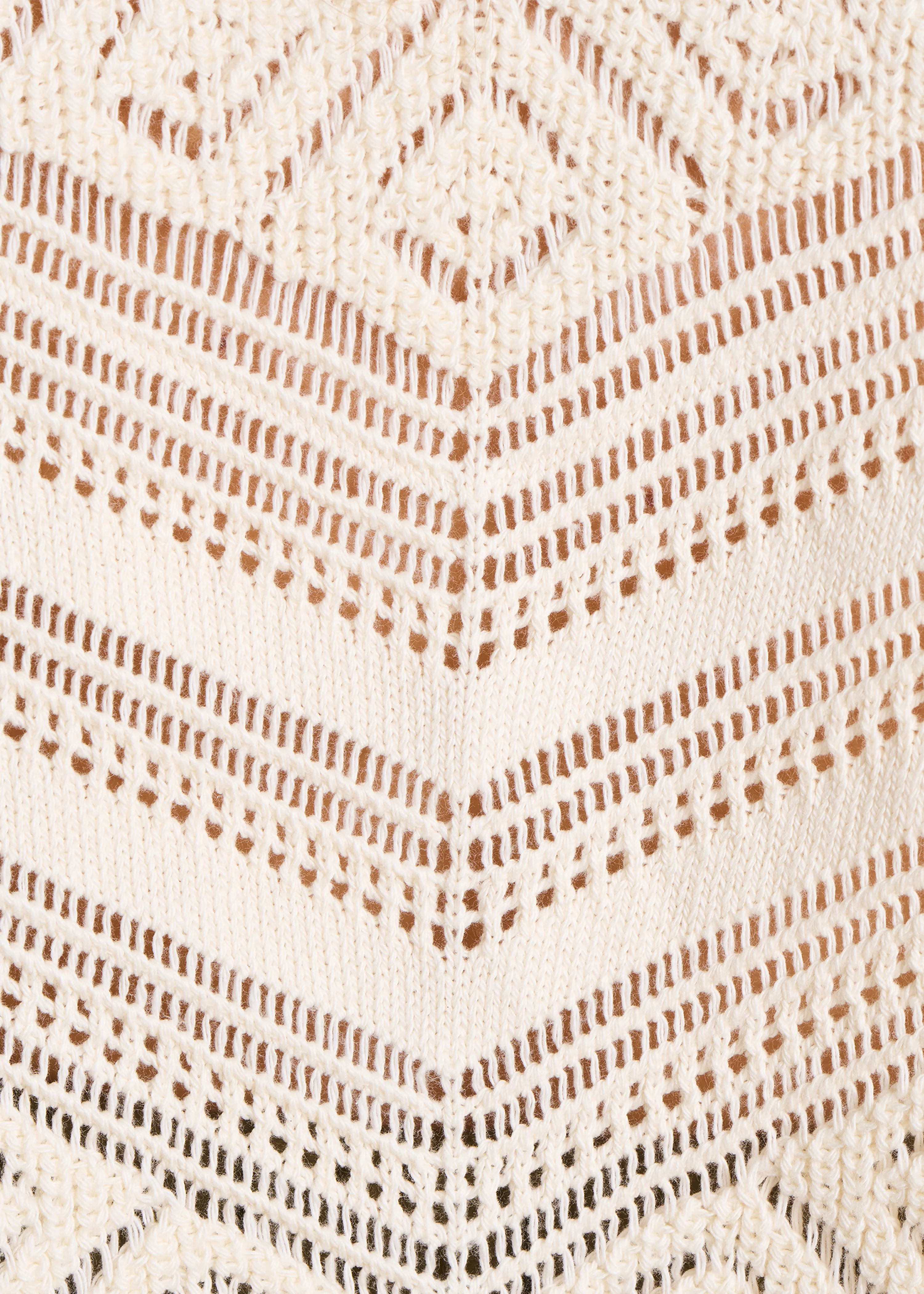 Pull manches courtes écru en maille ajourée - Image 4