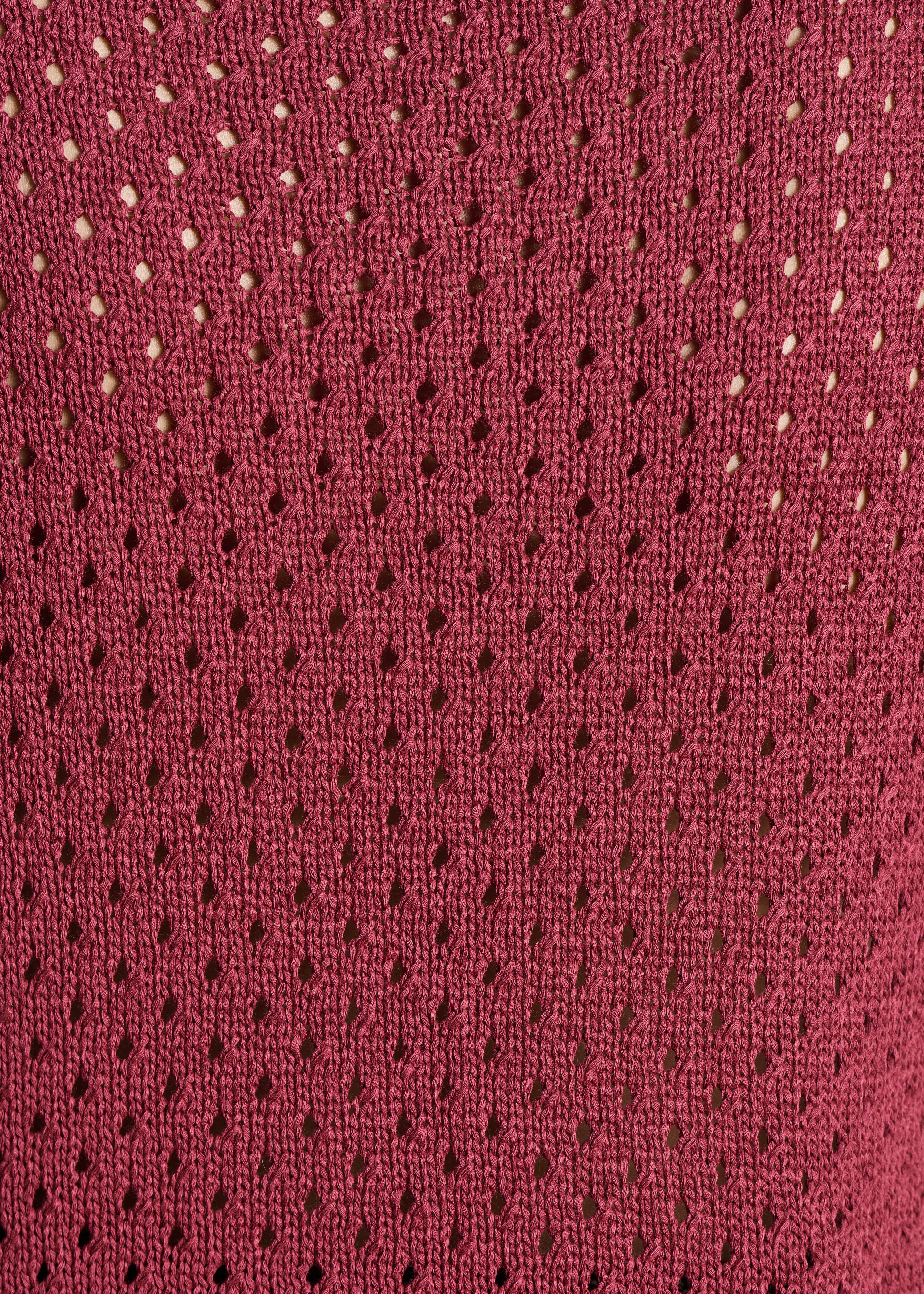 Pull bordeaux en maille crochet ajourée - Image 4