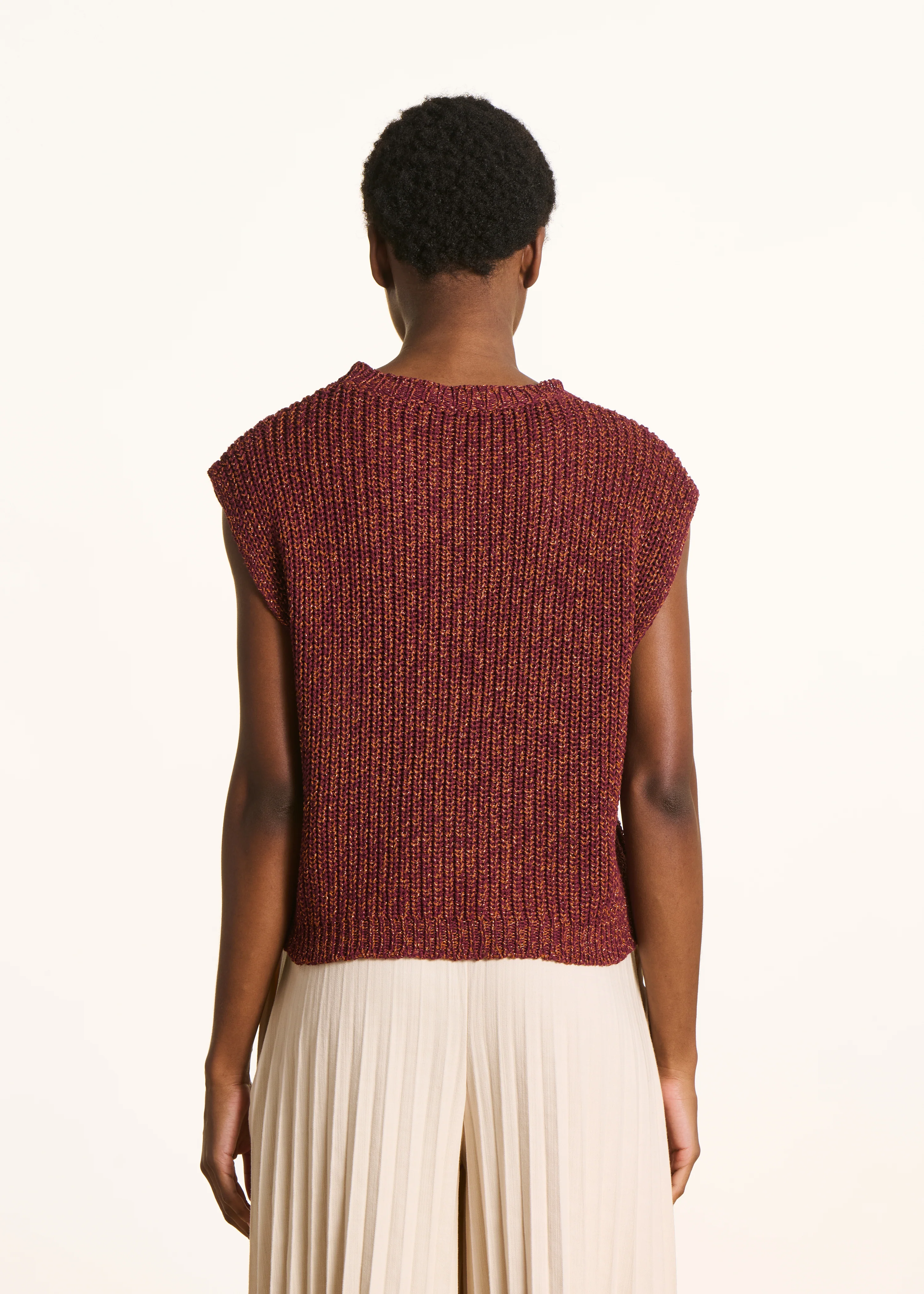 Pull marron en maille iriséé col rond - Image 3