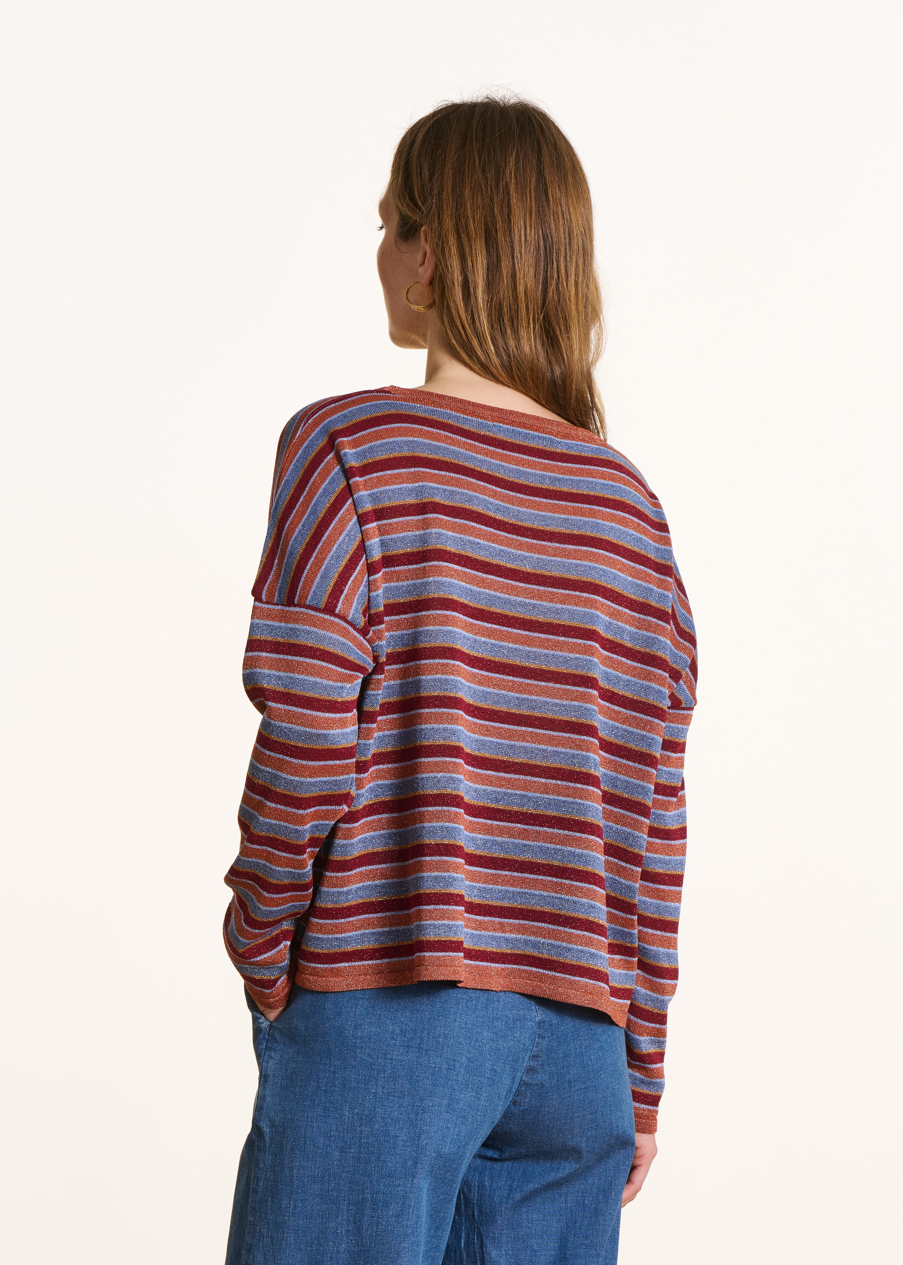 Pull en maille irisée à rayures multicolores - Image 3