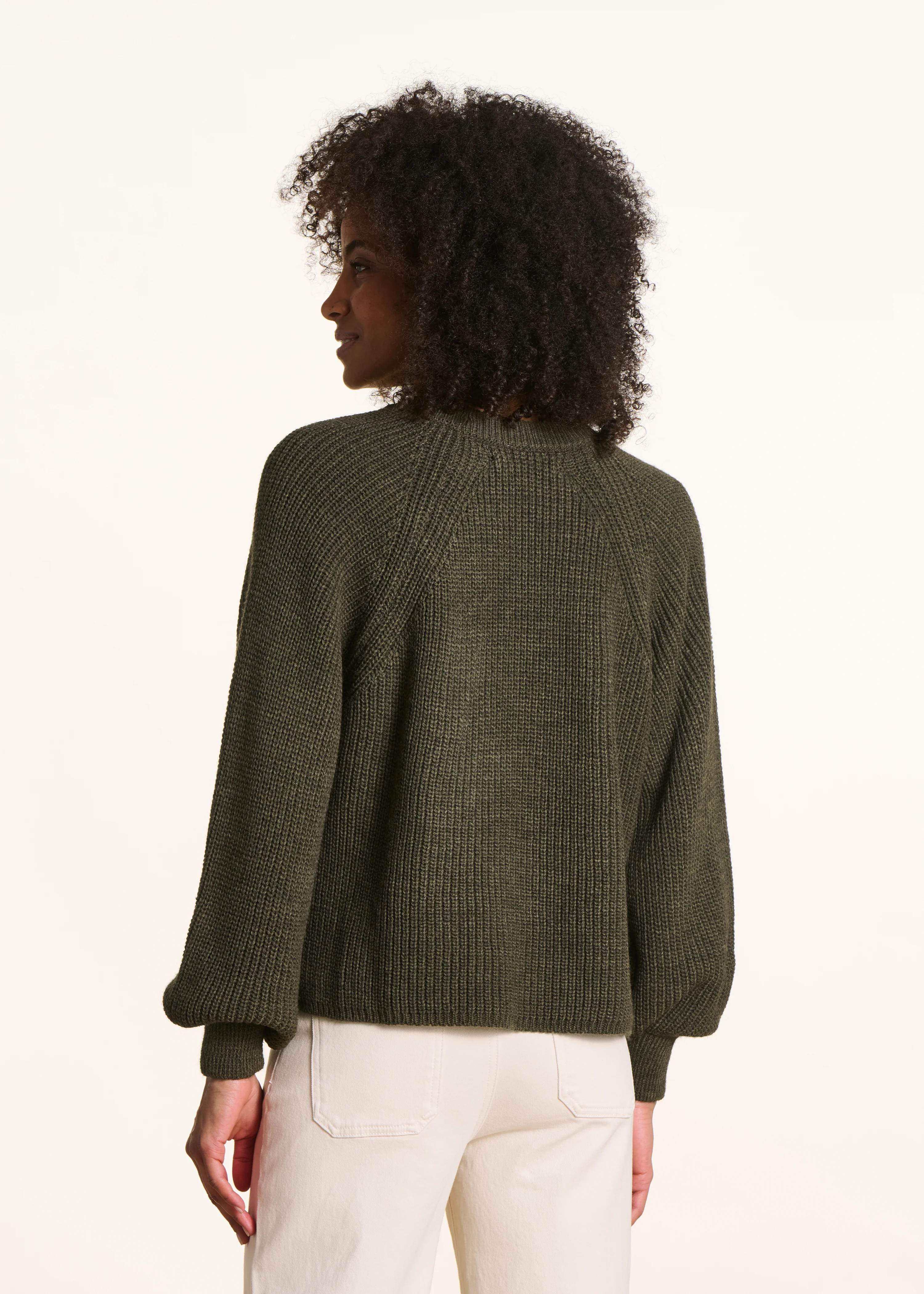 Pull kaki manches longues col rond - Image 3