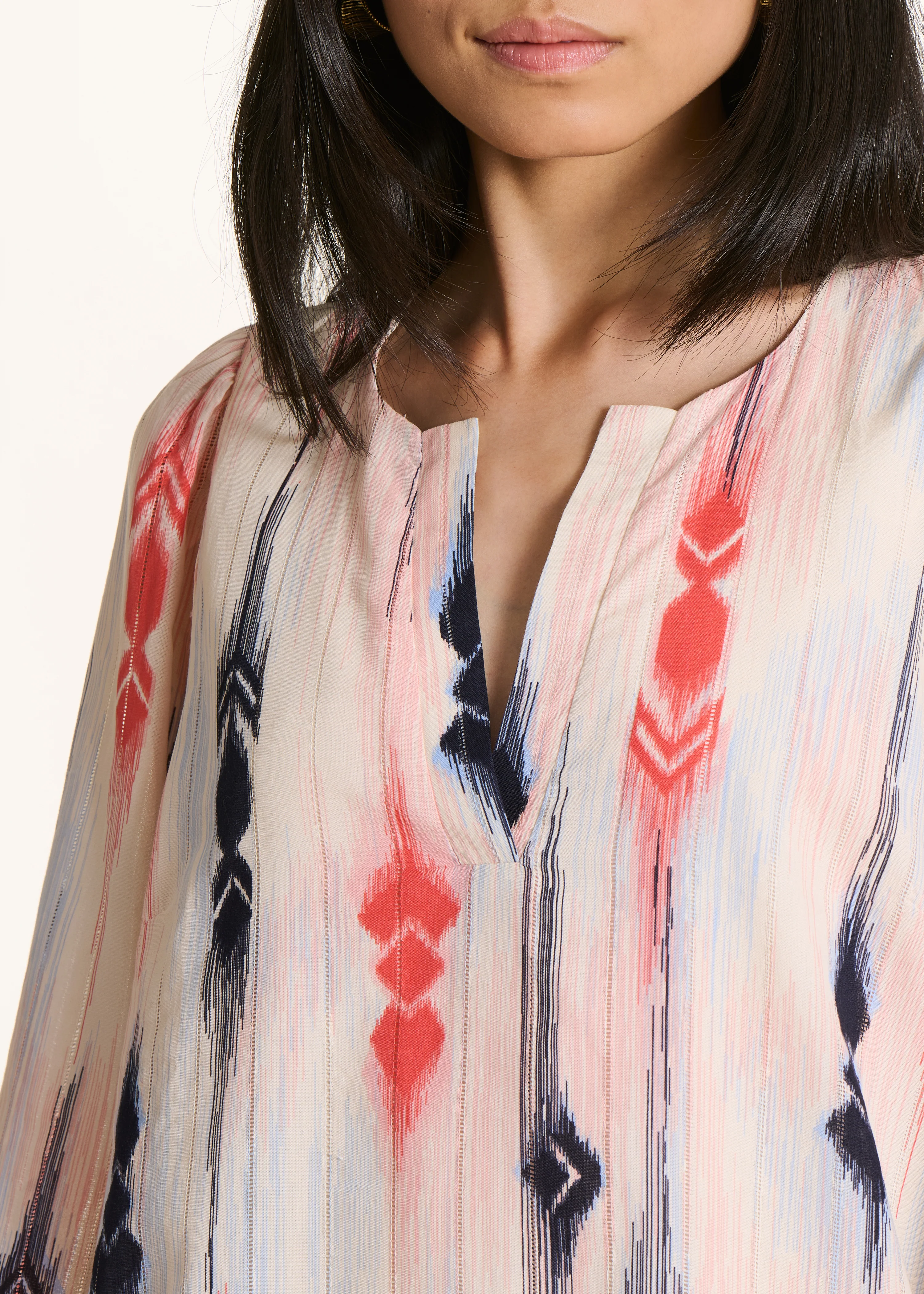 Robe courte en voile de coton biologique à imprimé rose et bleu - Image 4