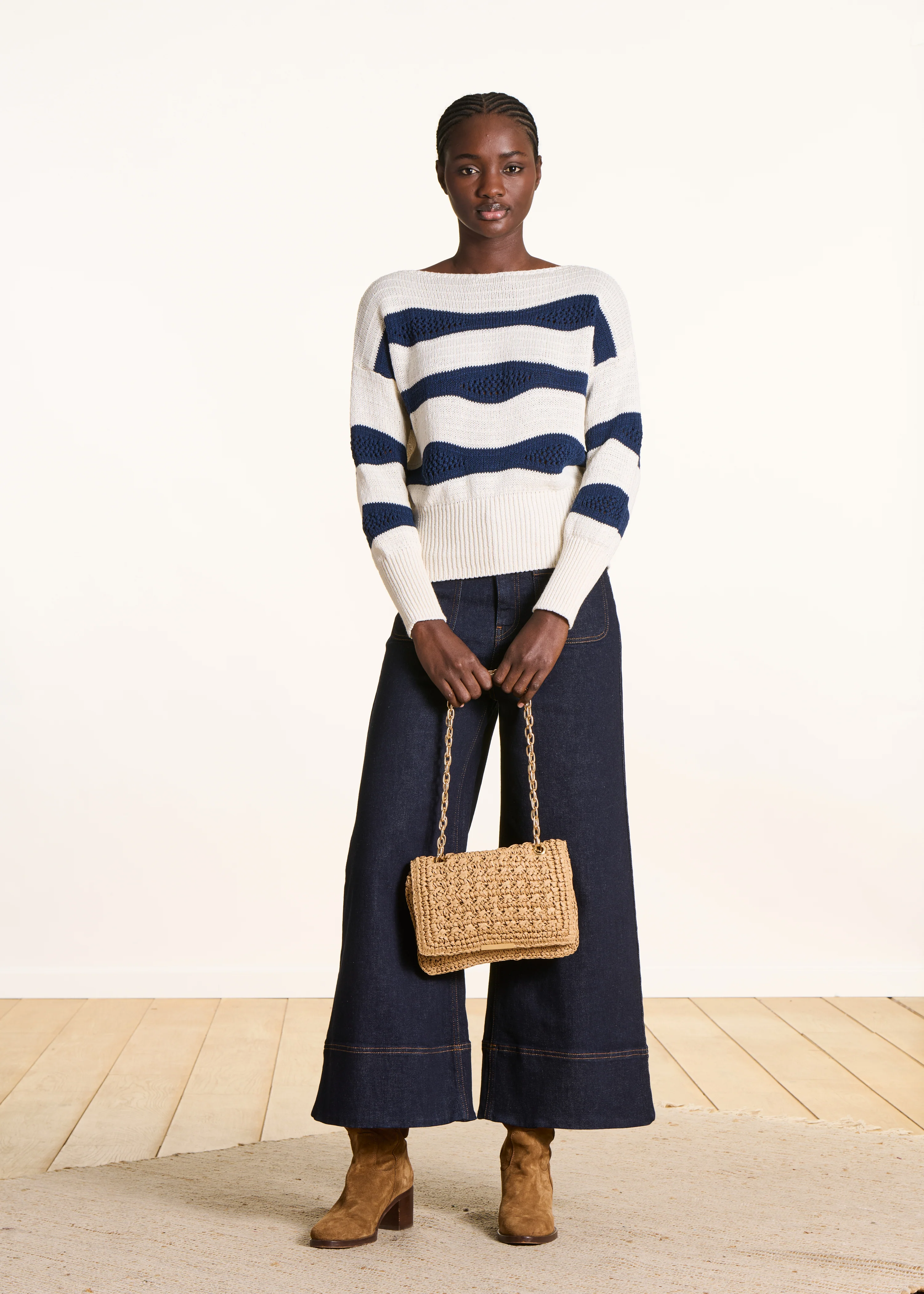 Sac besace beige en paille - Image 2