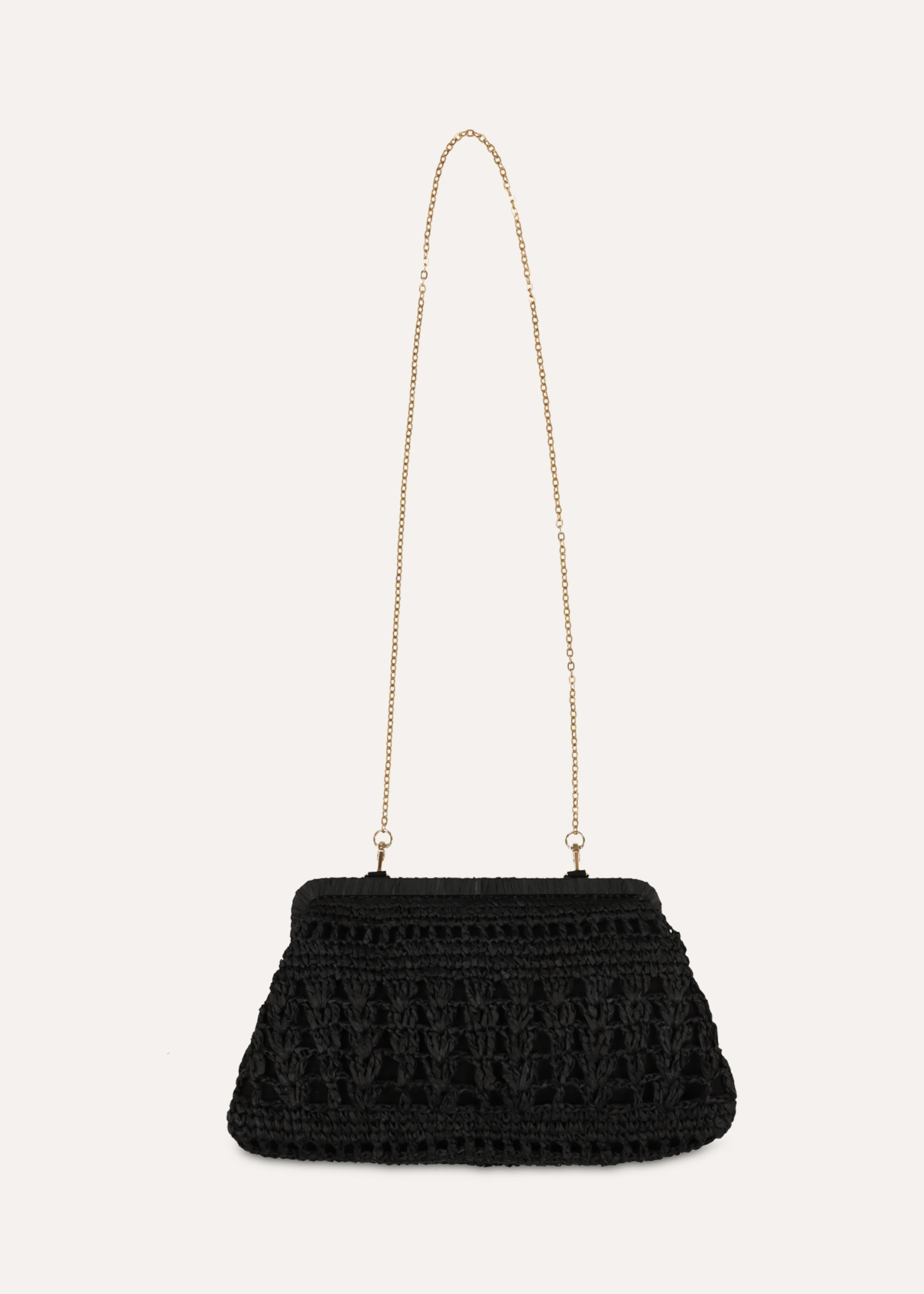 Sac besace en raphia noir - Image 3