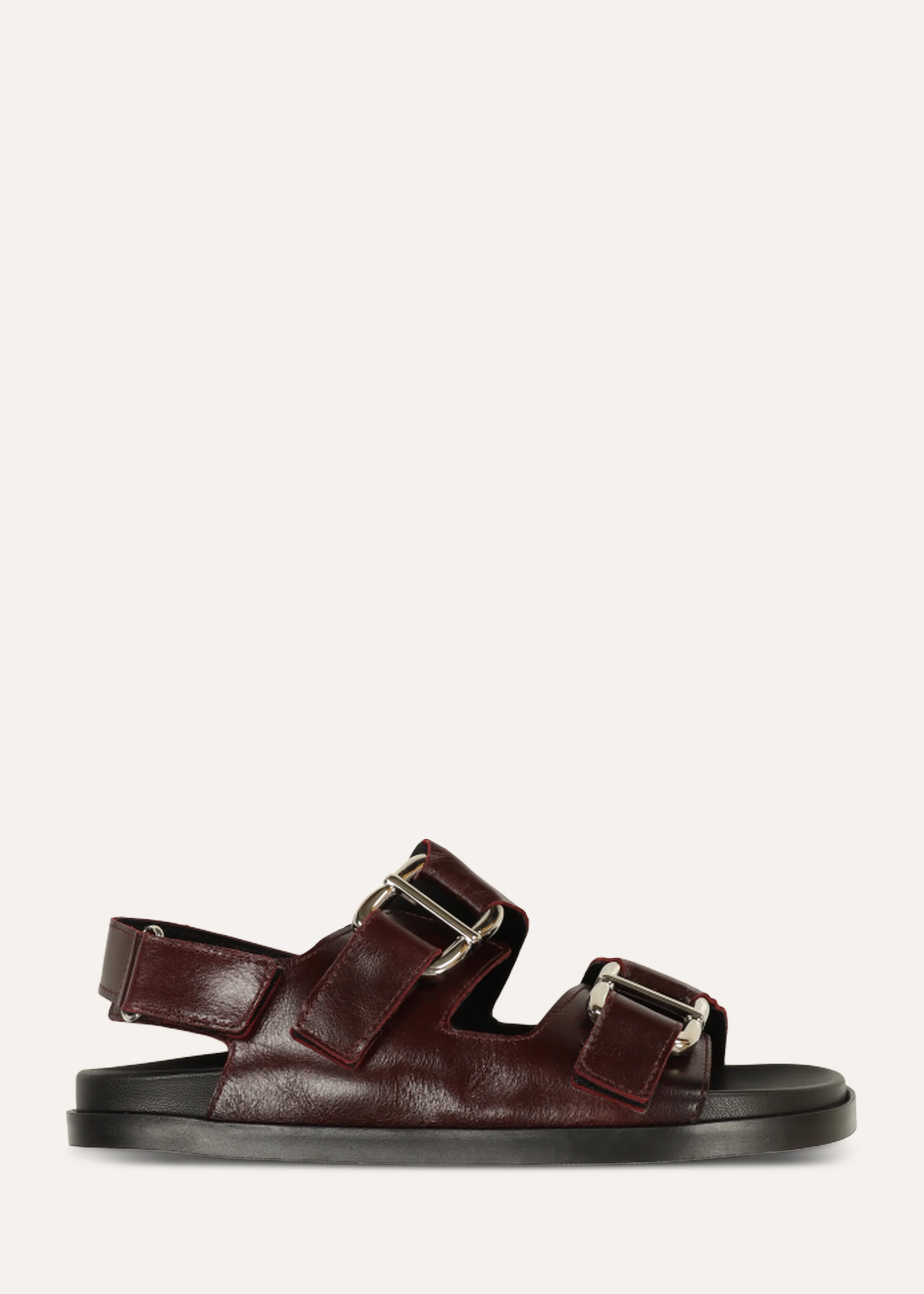 Sandales plates en cuir bordeaux - Image 3