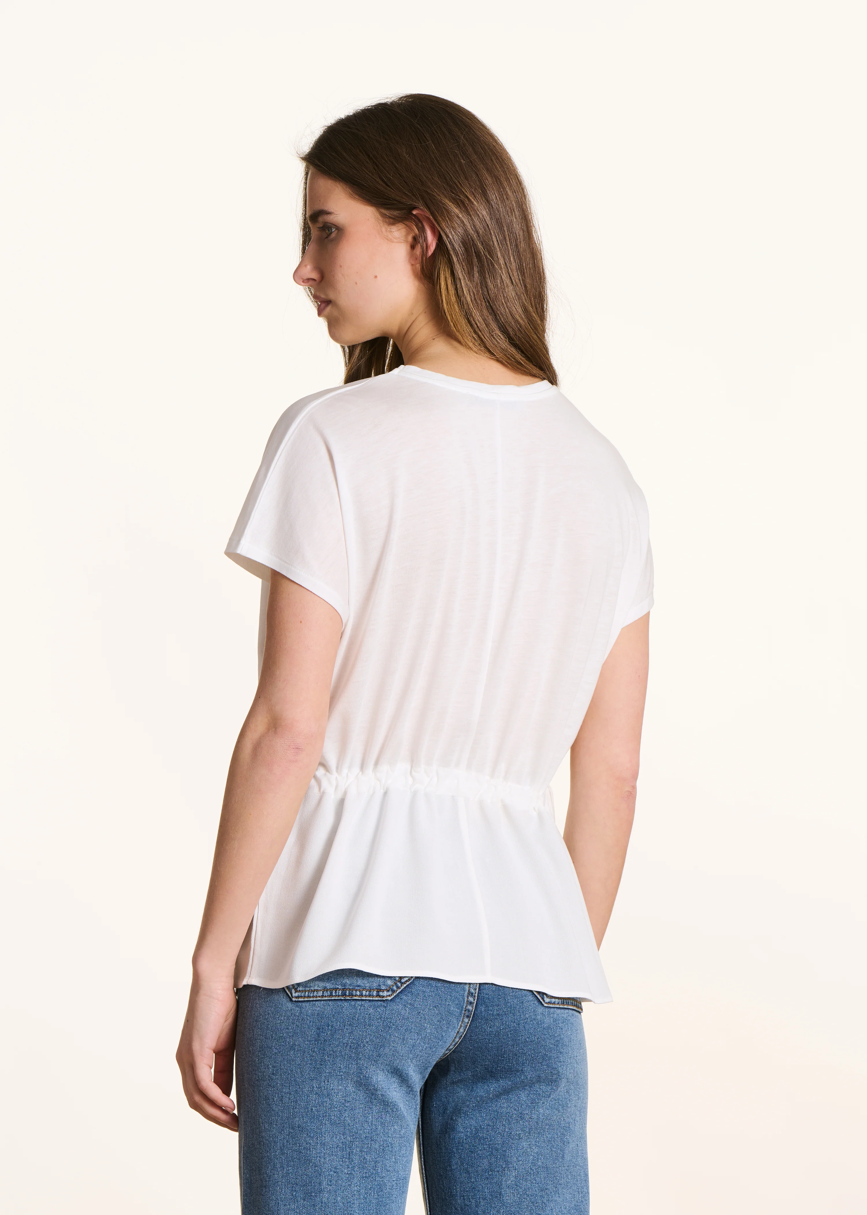 T-shirt ample bi-matière écru - Image 3