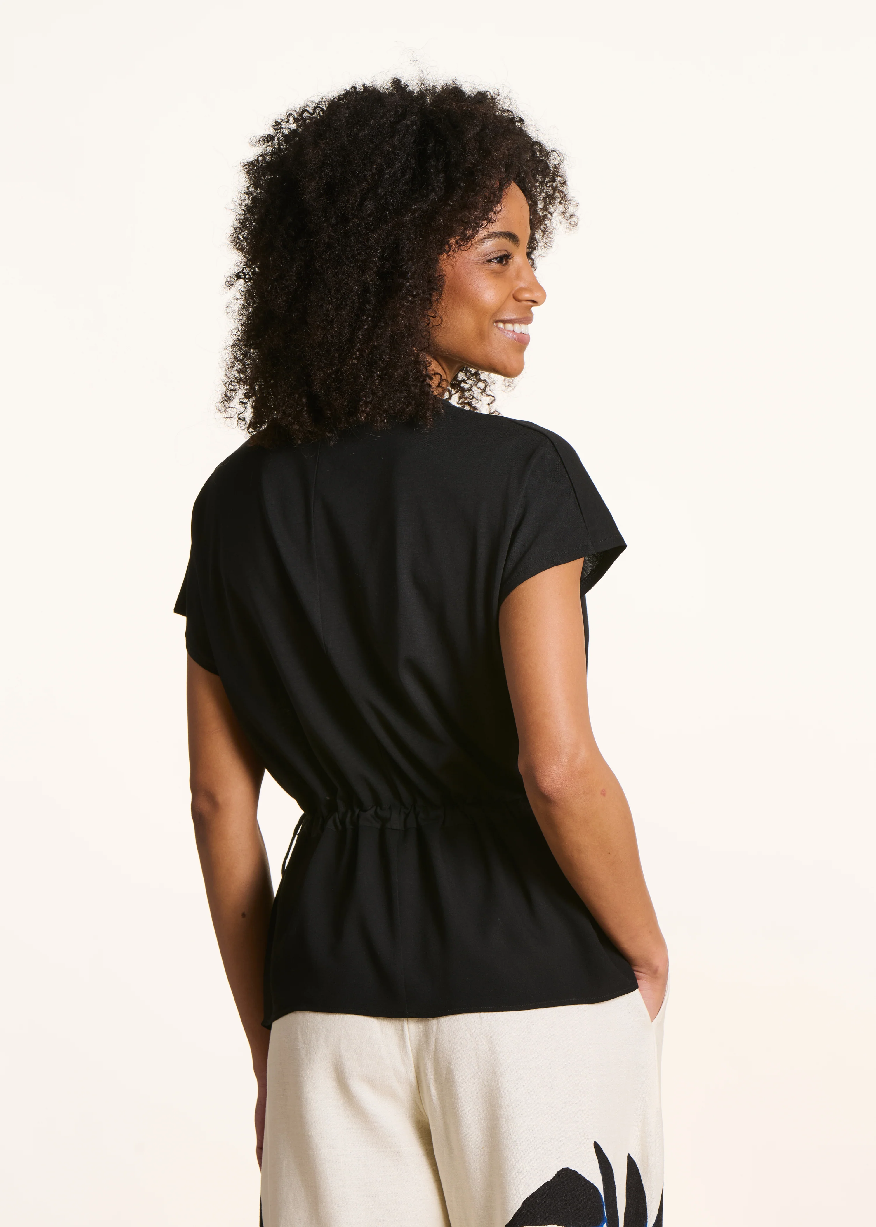 T-shirt ample bi-matière noir - Image 3