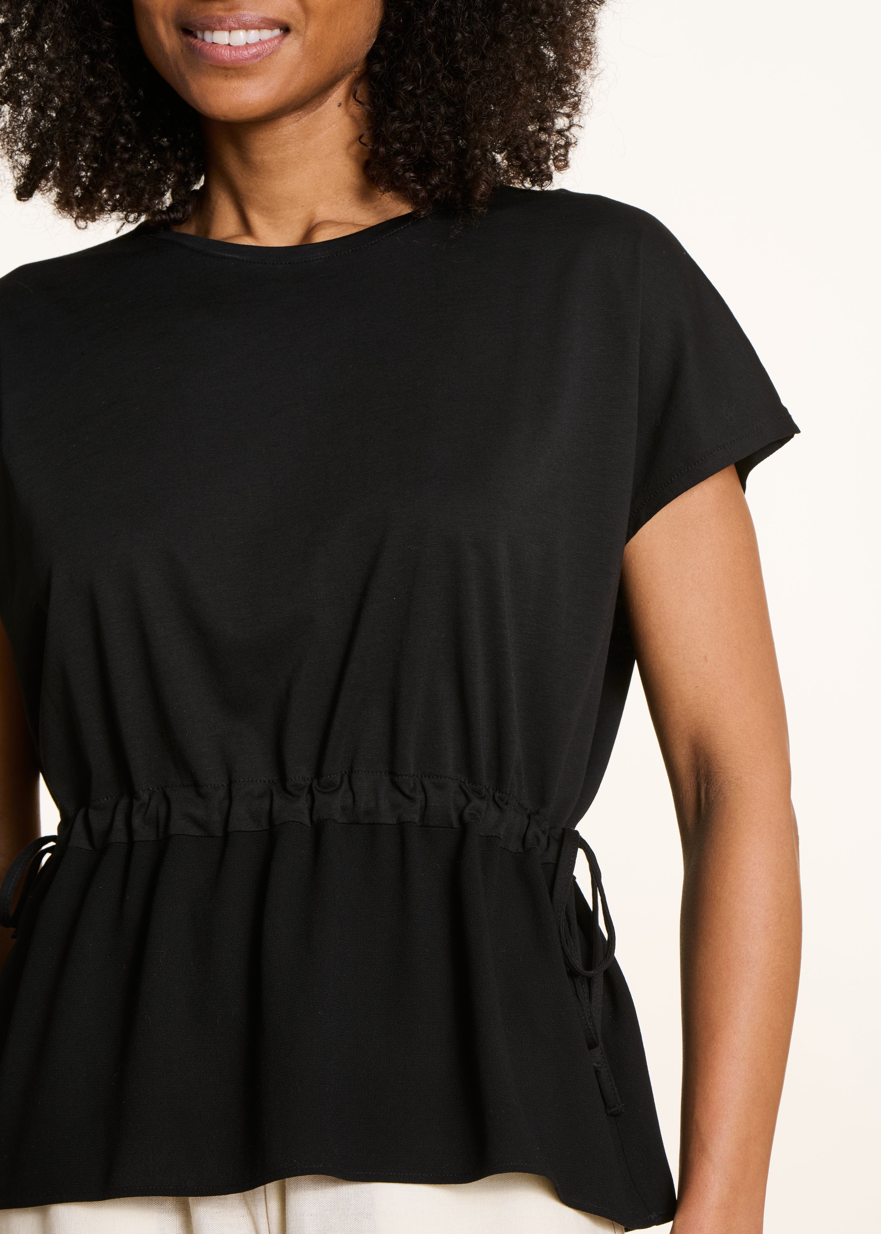 T-shirt ample bi-matière noir - Image 5