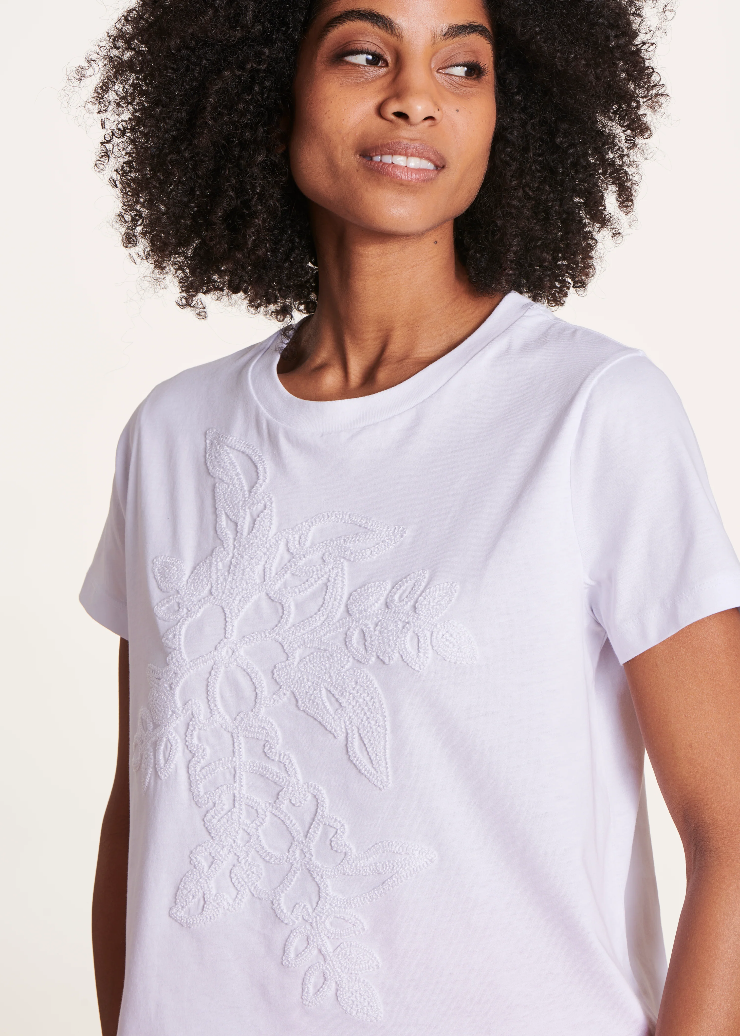 T-shirt blanc en coton biologique à manches courtes
