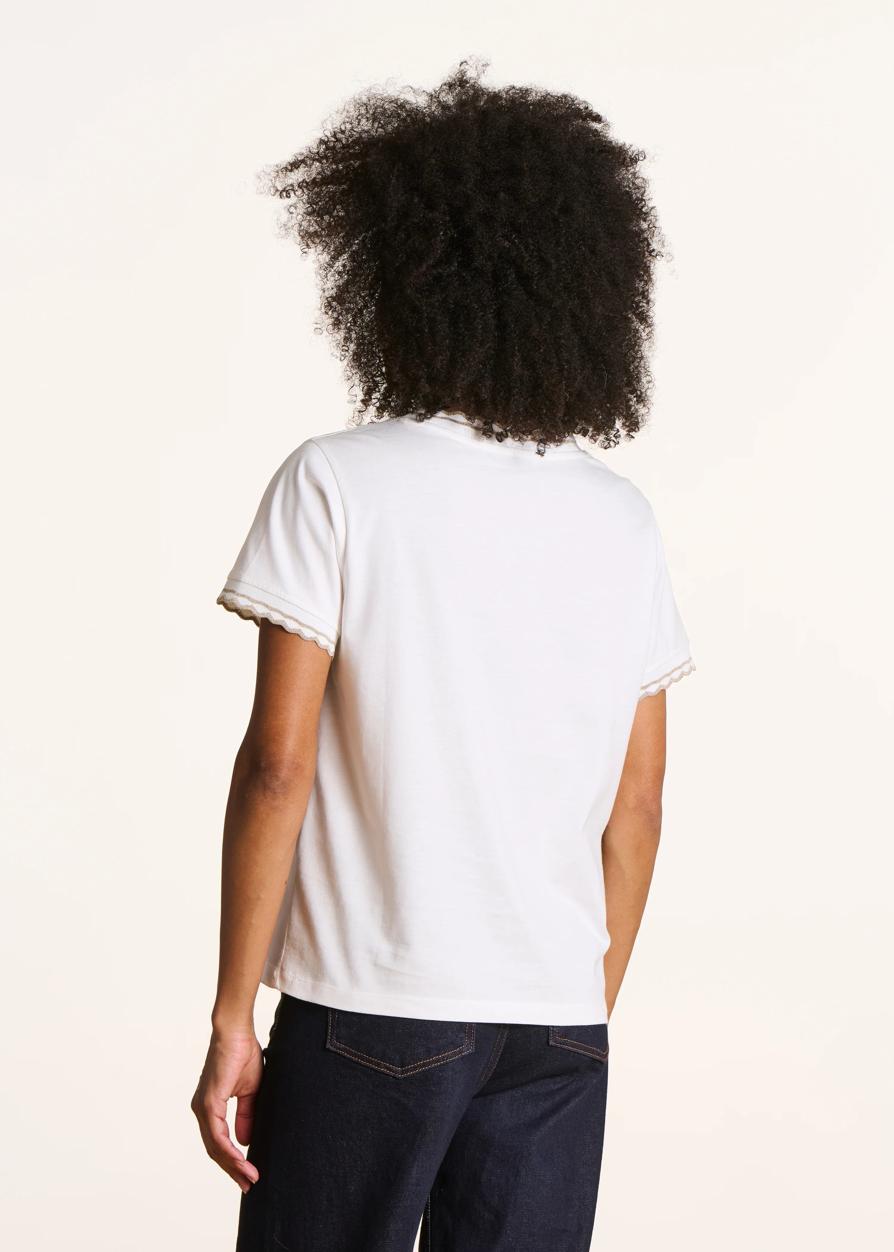 T-shirt écru en coton biologique manches courtes - Image 3