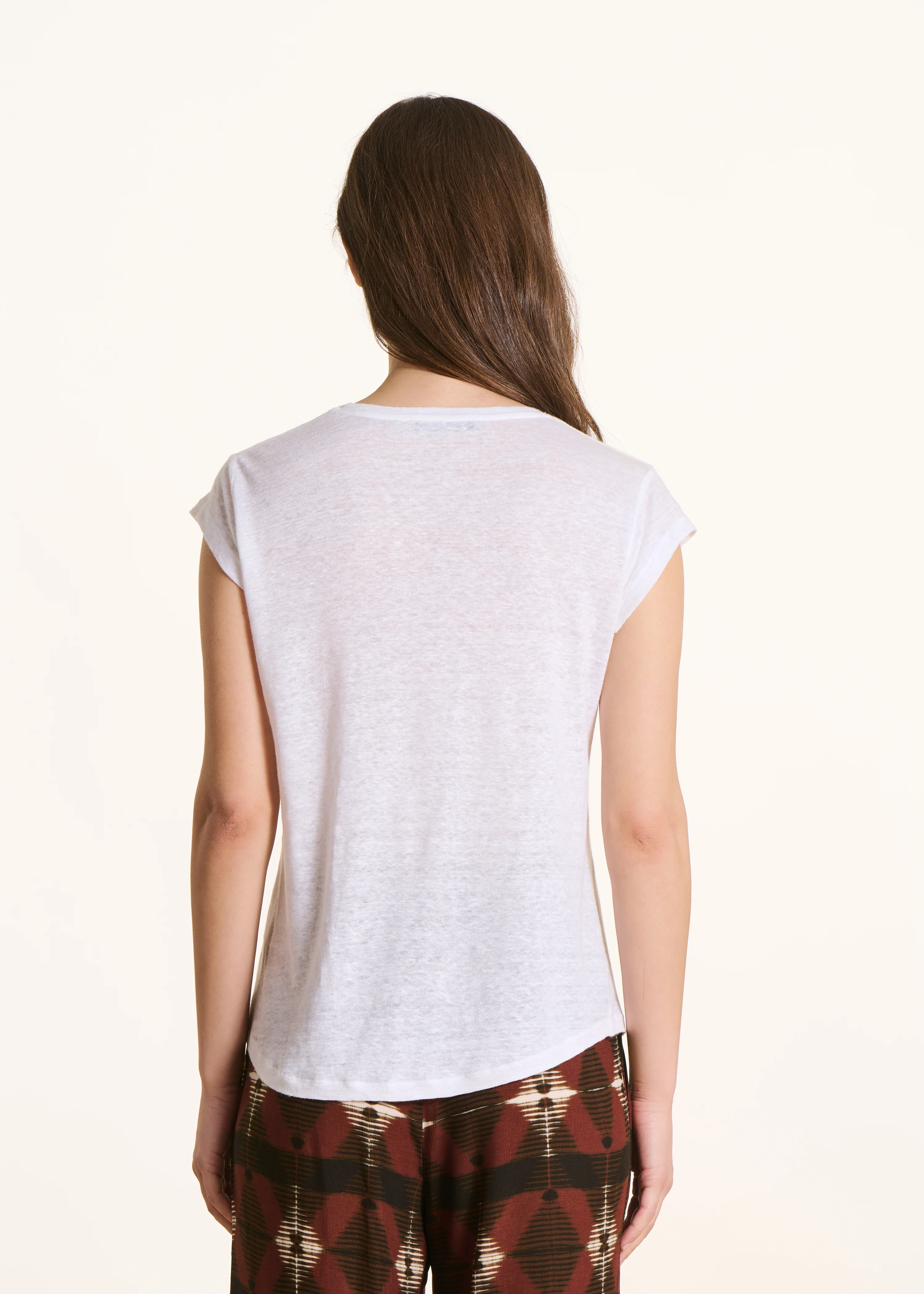 T-shirt blanc en lin manches courtes - Image 3